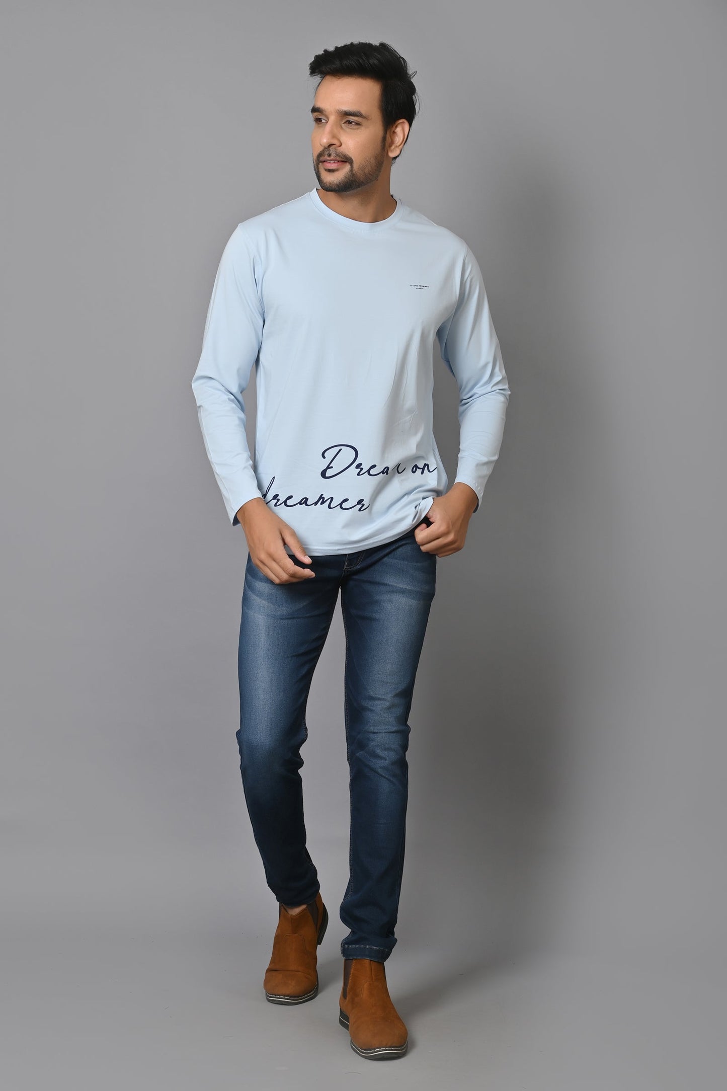 Arbour Men Round Neck Printed Slim Fit Full Sleeves T-Shirt