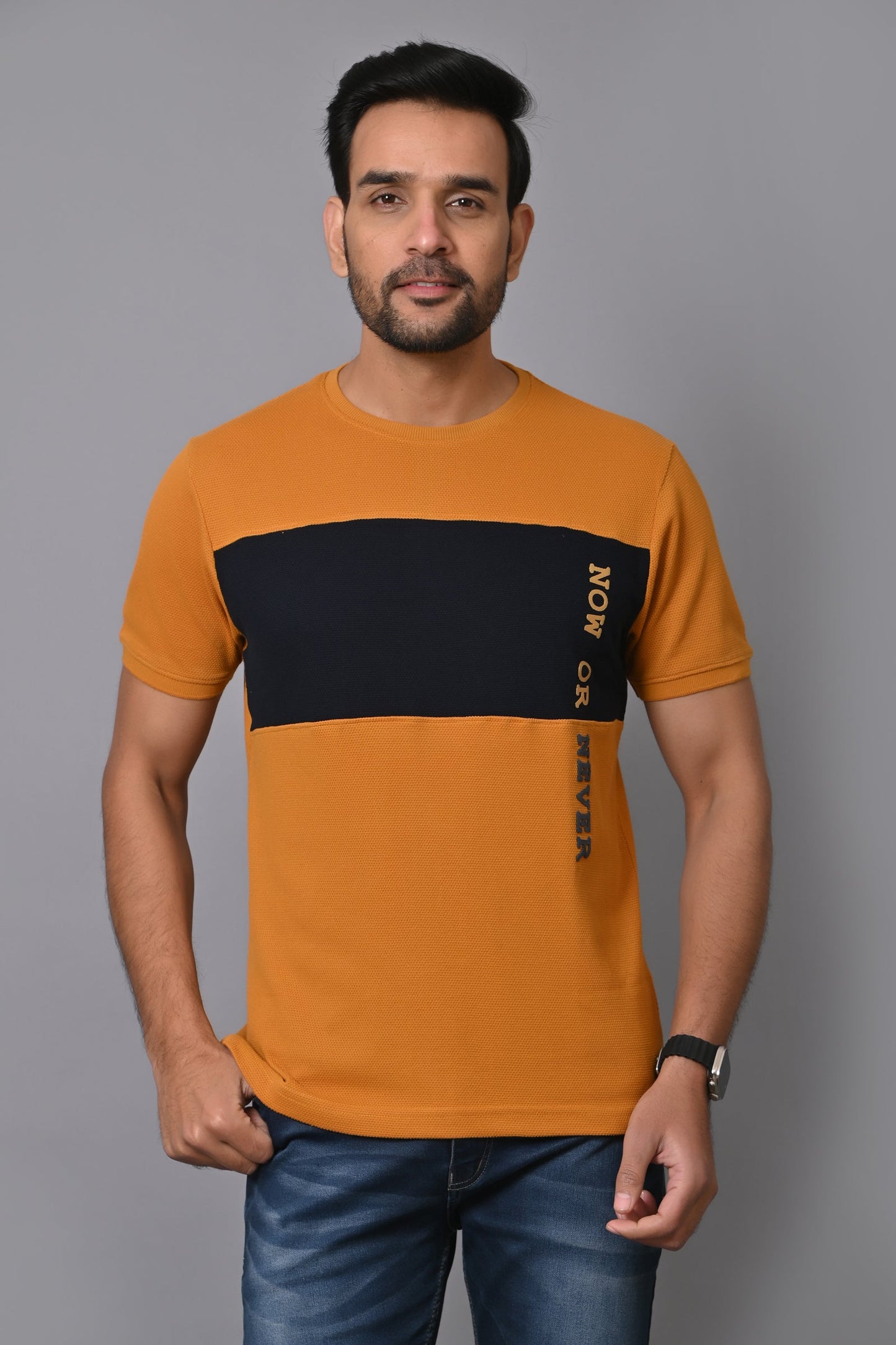 Arbour Men Colourblock Round Neck Cotton Blend Multicolor T-Shirt