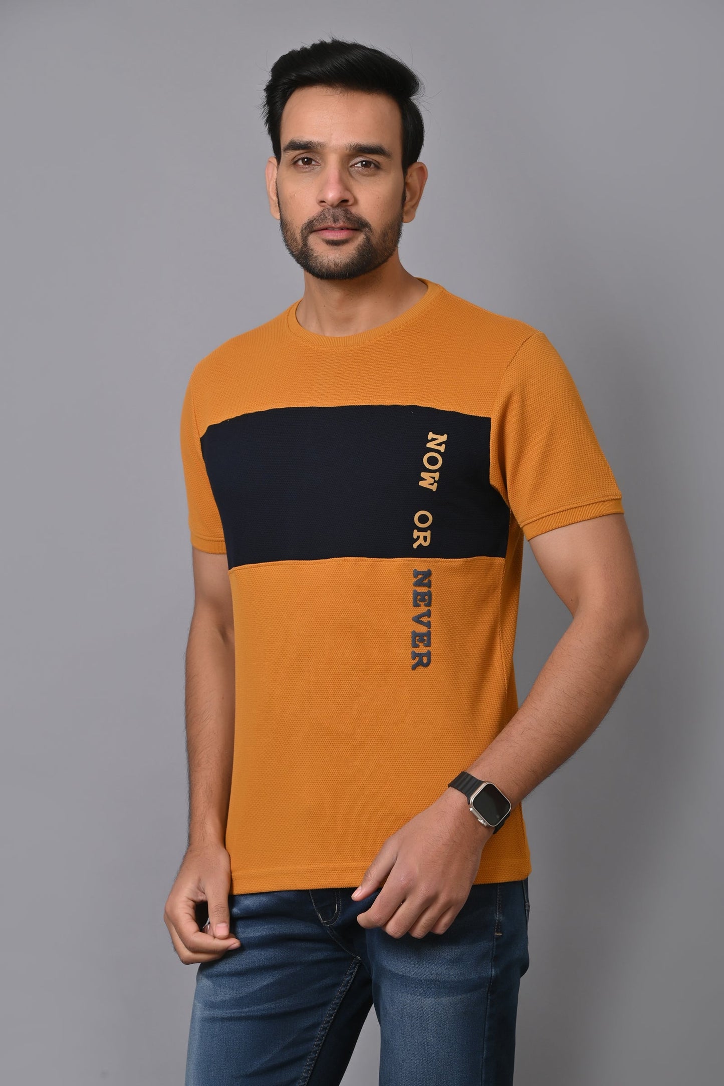 Arbour Men Colourblock Round Neck Cotton Blend Multicolor T-Shirt