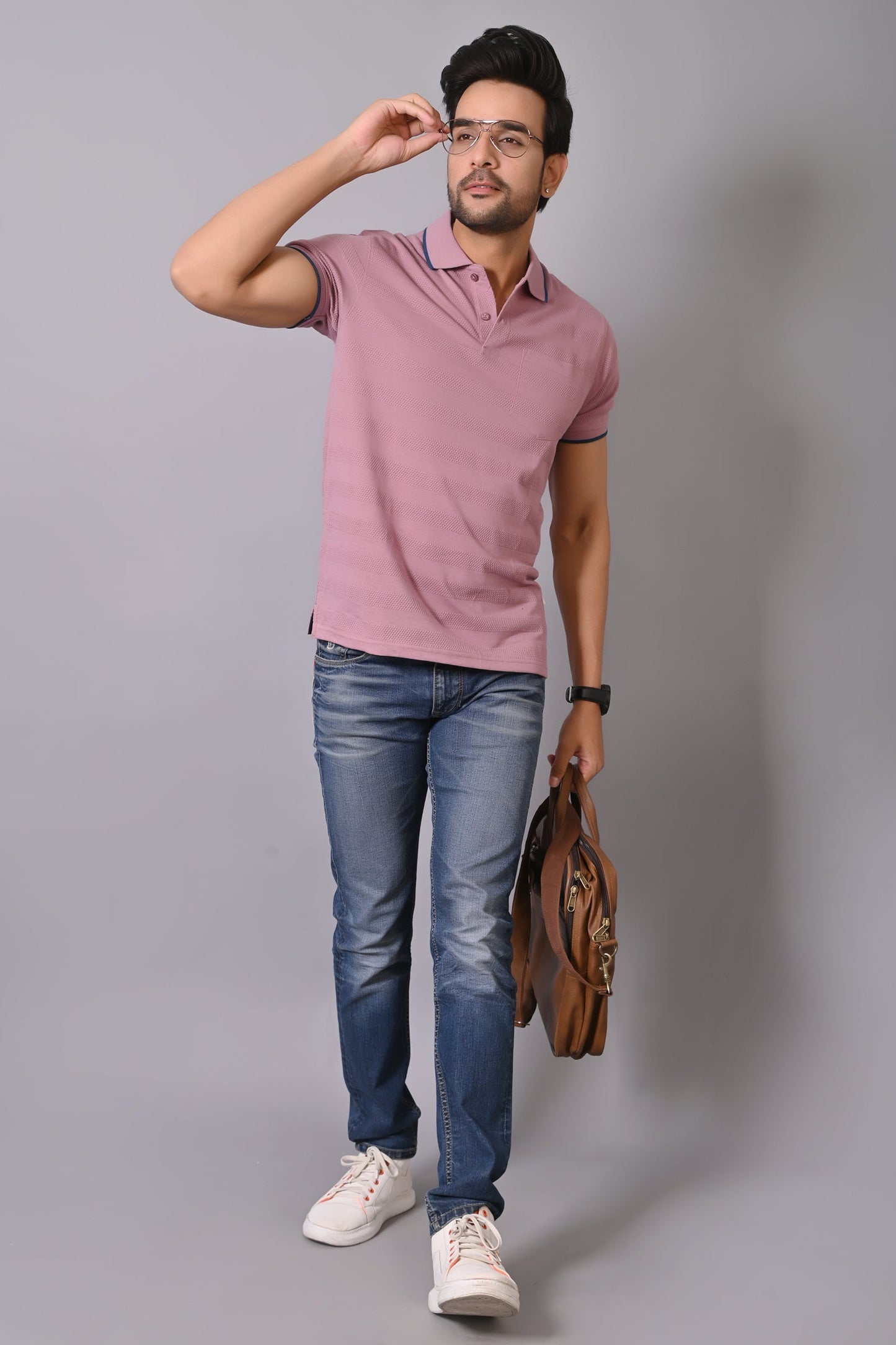 Arbour Men Polo Neck Half Sleeves Solid Casual T-Shirt