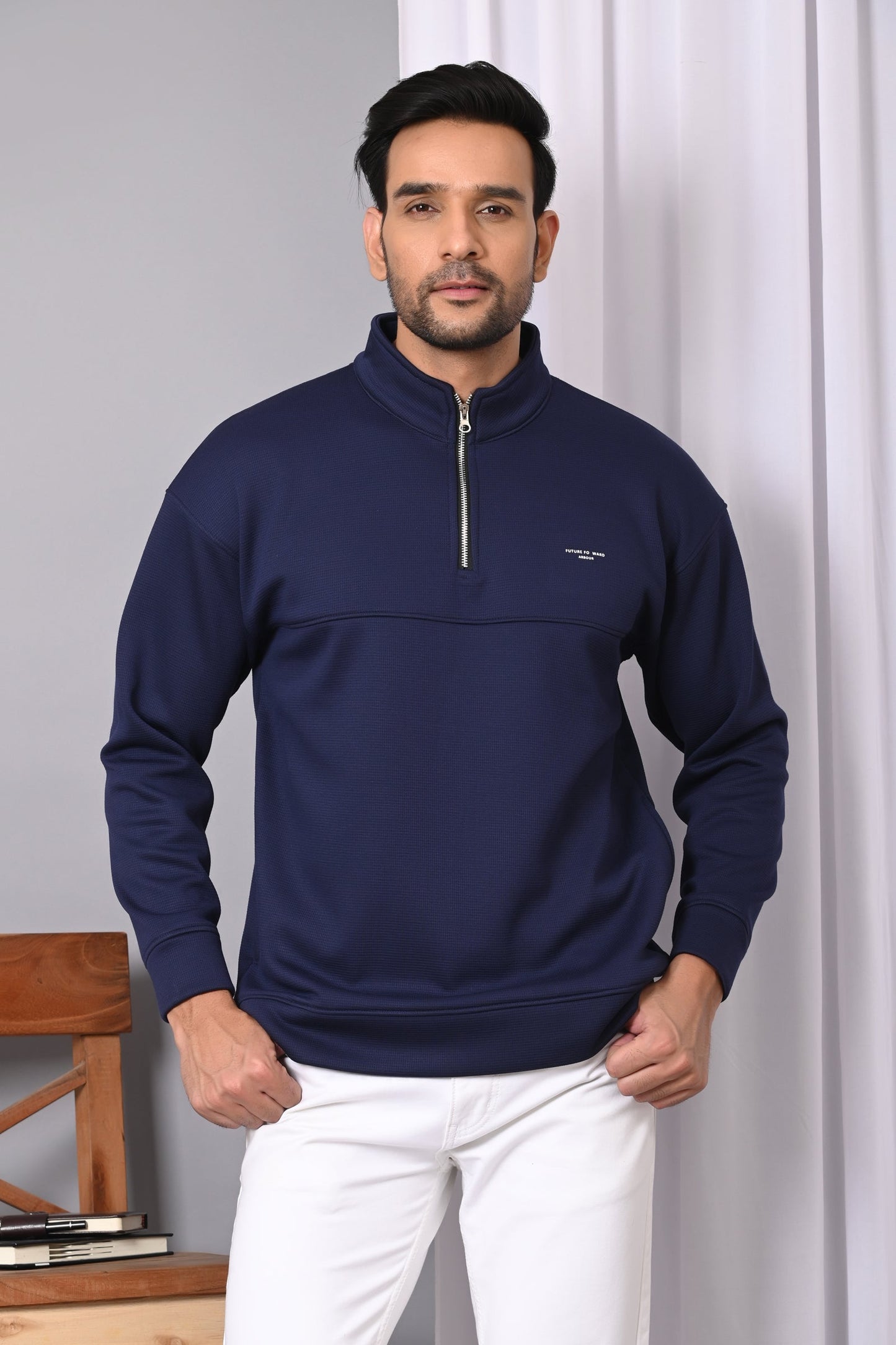 Arbour Men Solid Full Sleeves Sweatshirts