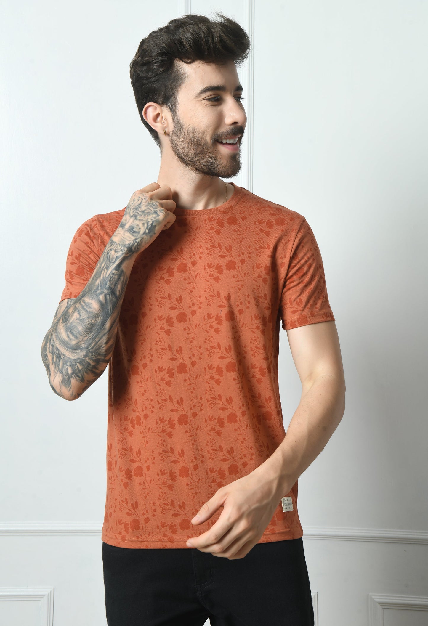 Arbour Men Round Neck All Over Print Half Sleeves T-Shirt