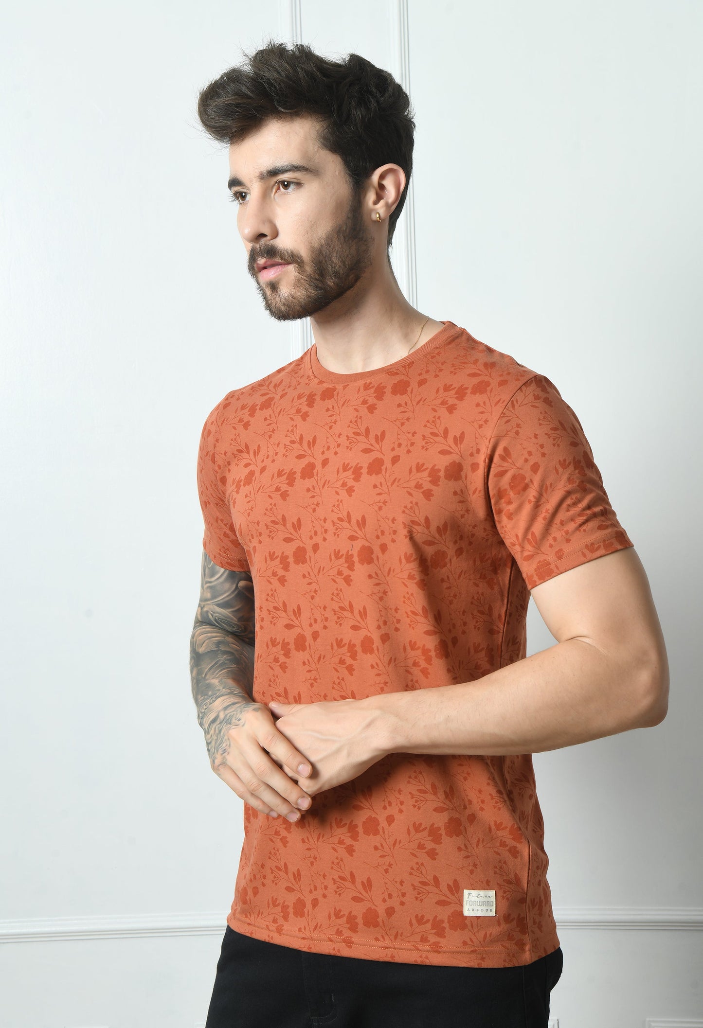 Arbour Men Round Neck All Over Print Half Sleeves T-Shirt