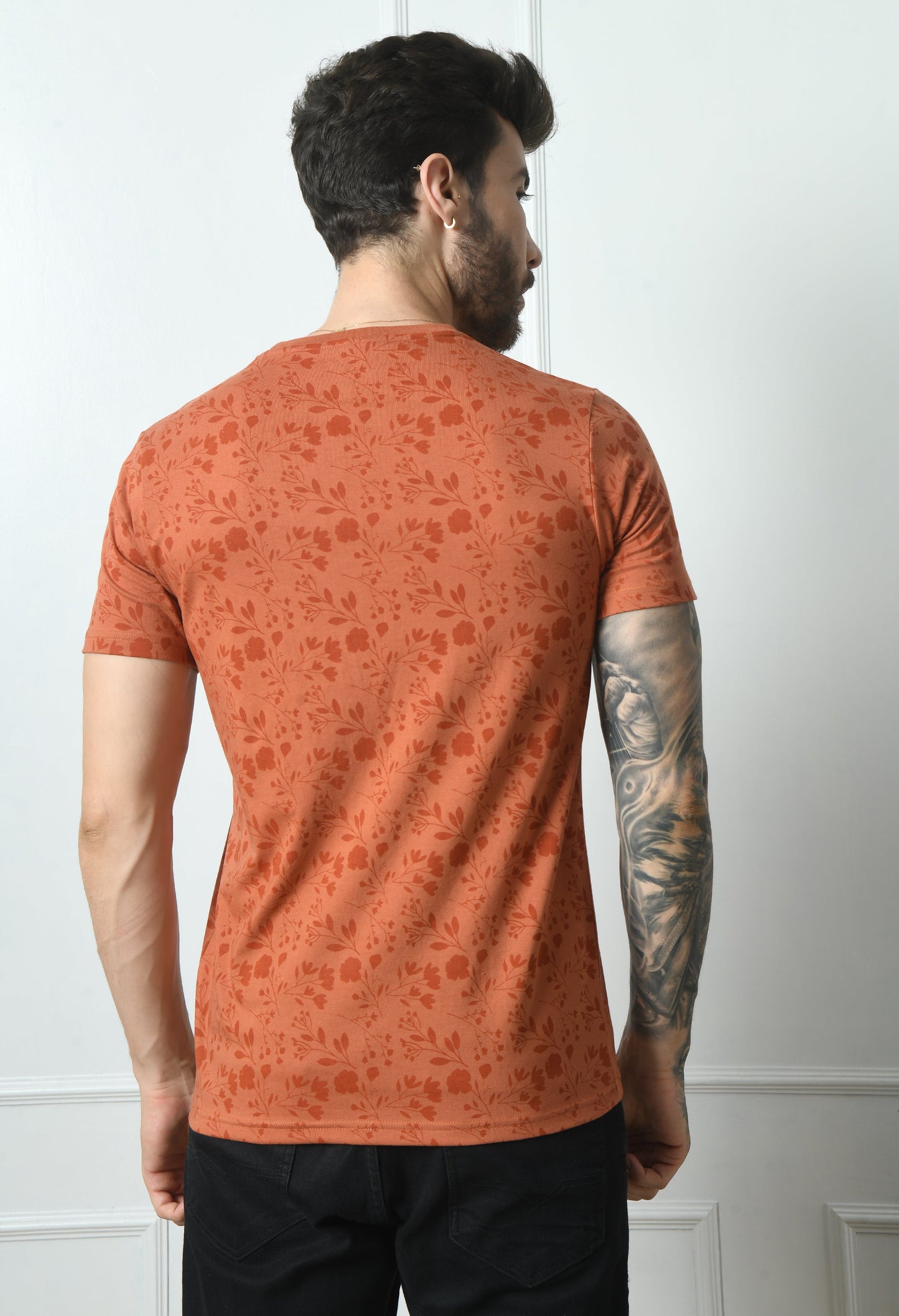 Arbour Men Round Neck All Over Print Half Sleeves T-Shirt