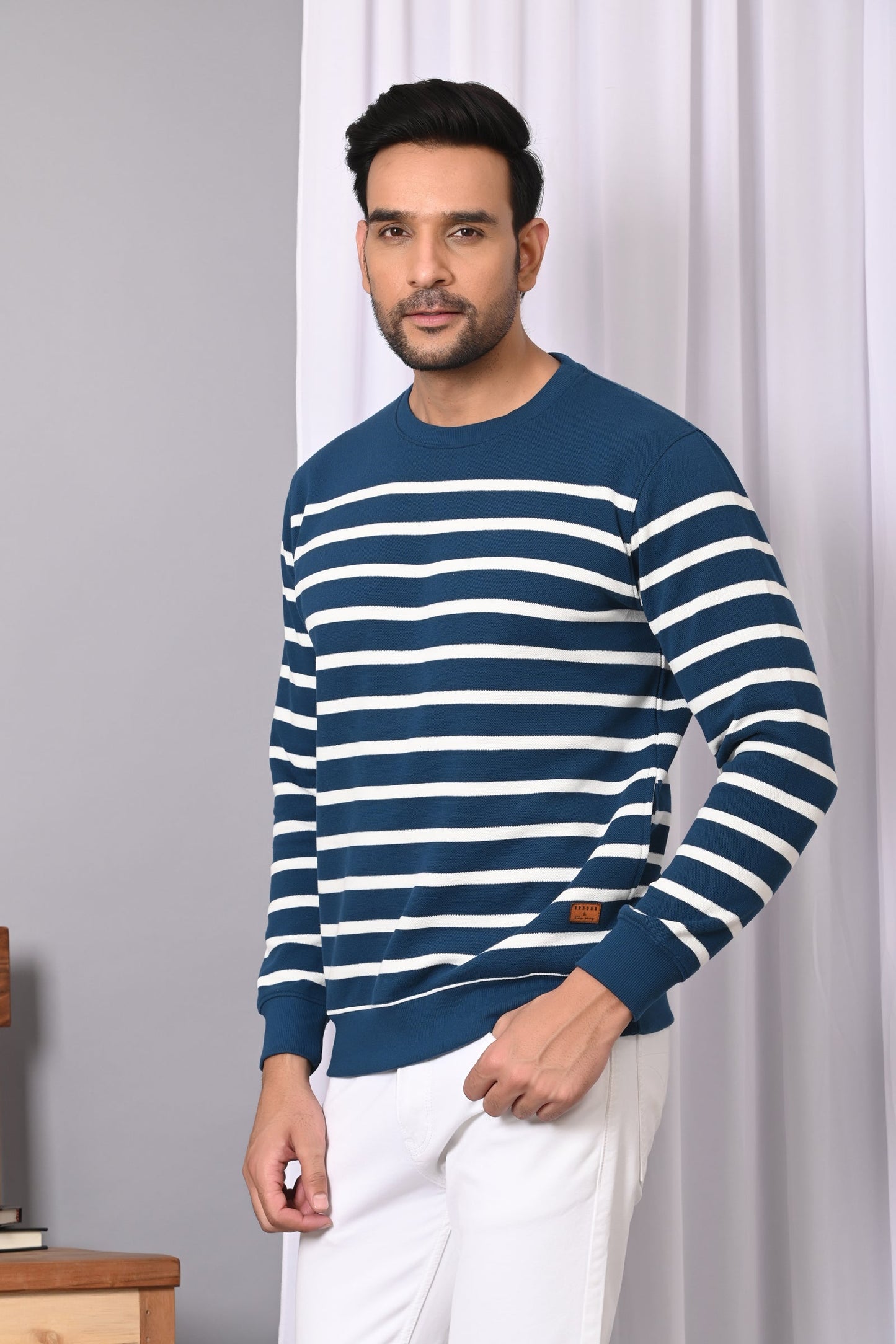 Arbour Men Stripes Full Sleeves Sweatshirts