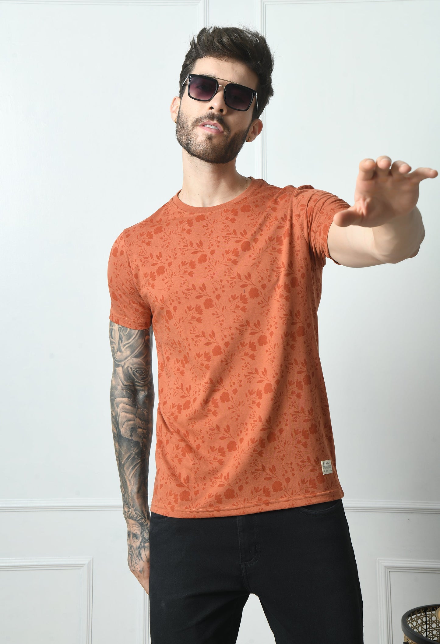 Arbour Men Round Neck All Over Print Half Sleeves T-Shirt