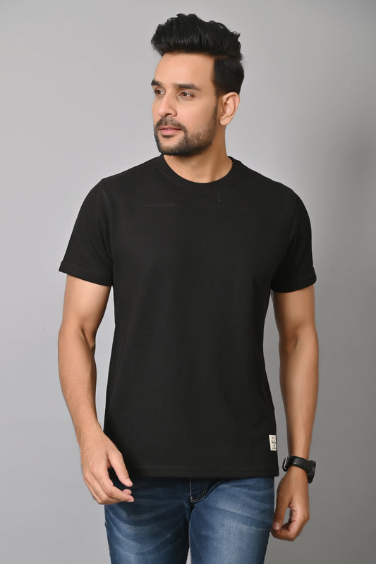 Arbour Men Solid Round Neck Cotton Blend  T-Shirt