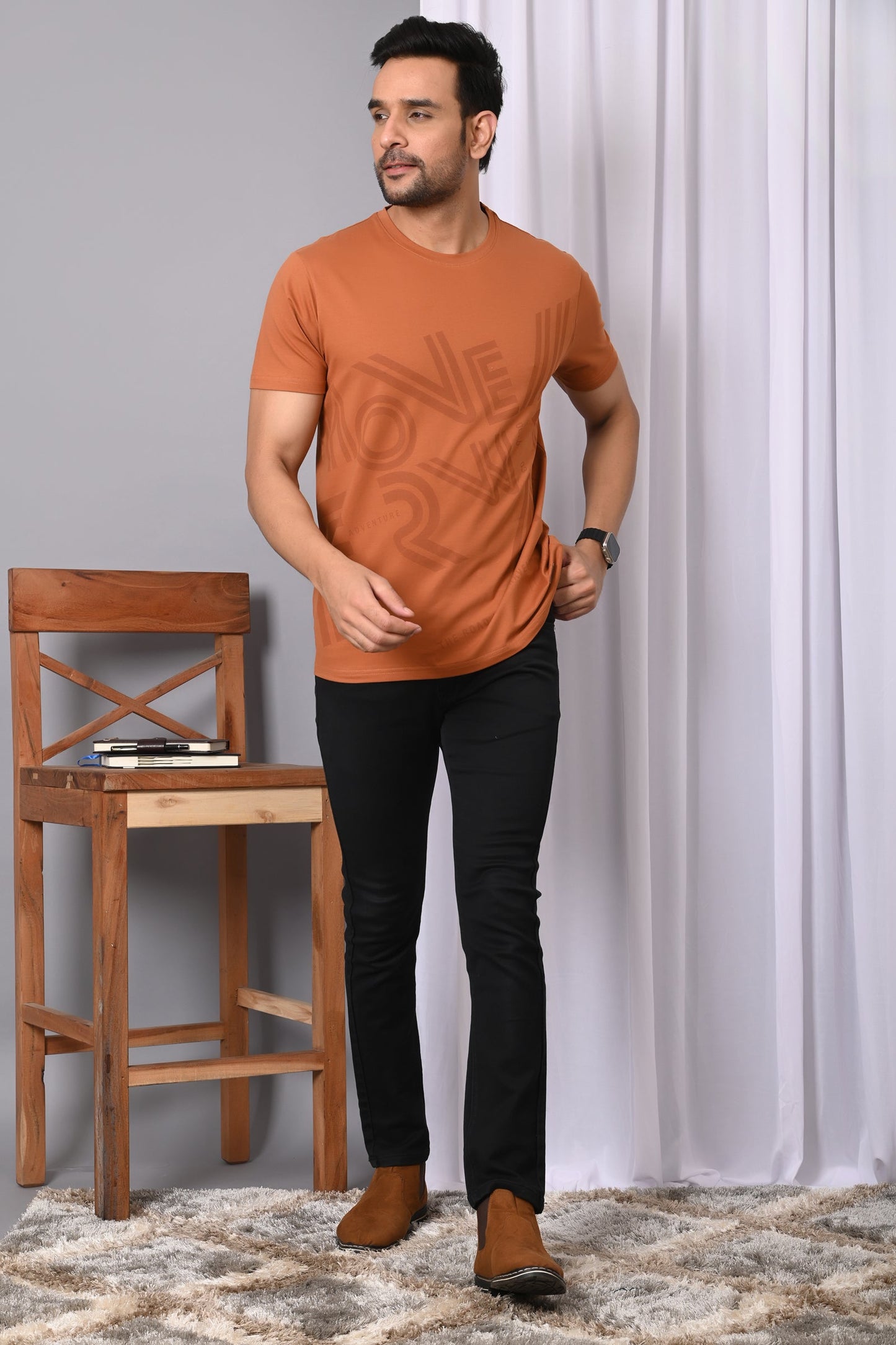 Arbour Men  Round Neck Cotton Blend  T-Shirt