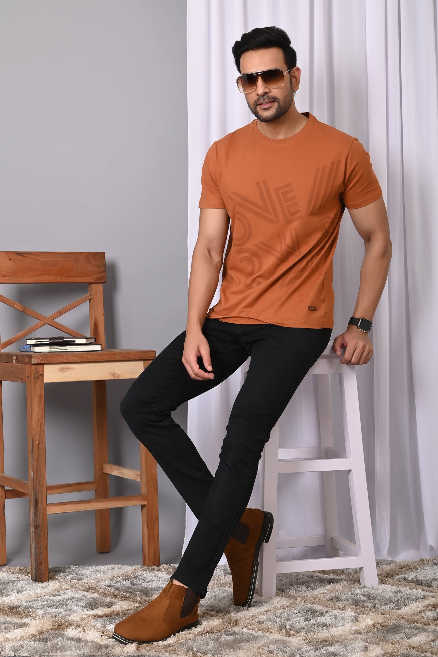 Arbour Men  Round Neck Cotton Blend  T-Shirt