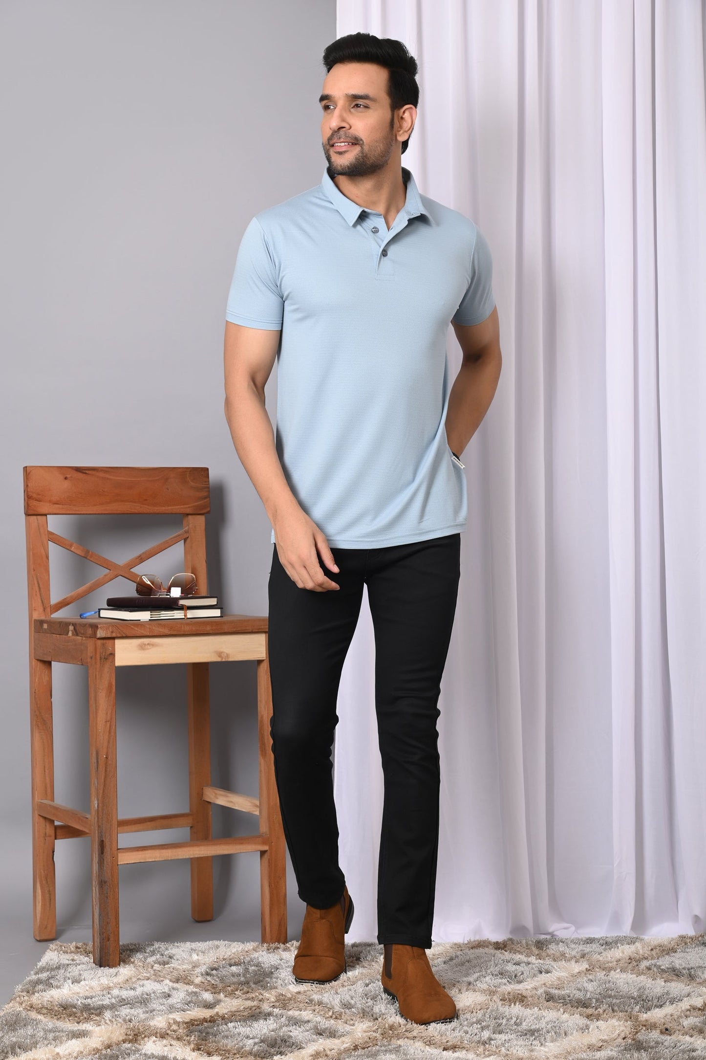 Arbour Men Polo Neck Solid Plain Half Sleeves T-Shirt