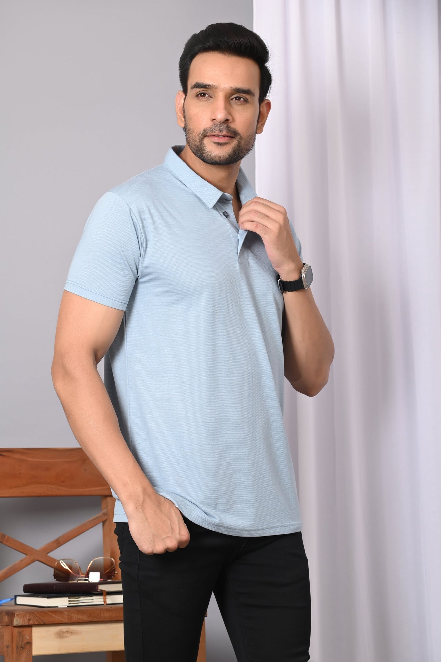 Arbour Men Polo Neck Solid Plain Half Sleeves T-Shirt