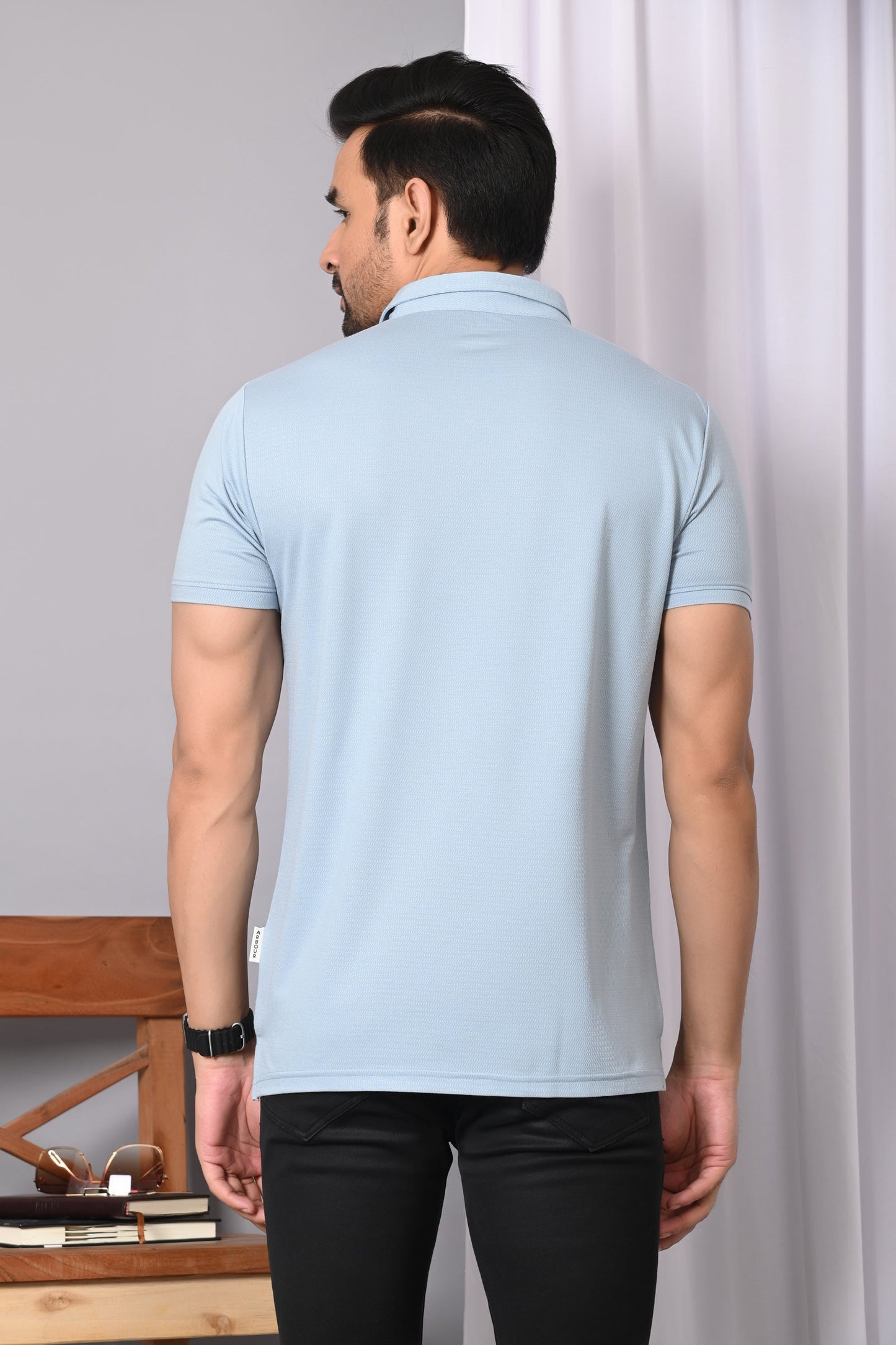 Arbour Men Polo Neck Solid Plain Half Sleeves T-Shirt