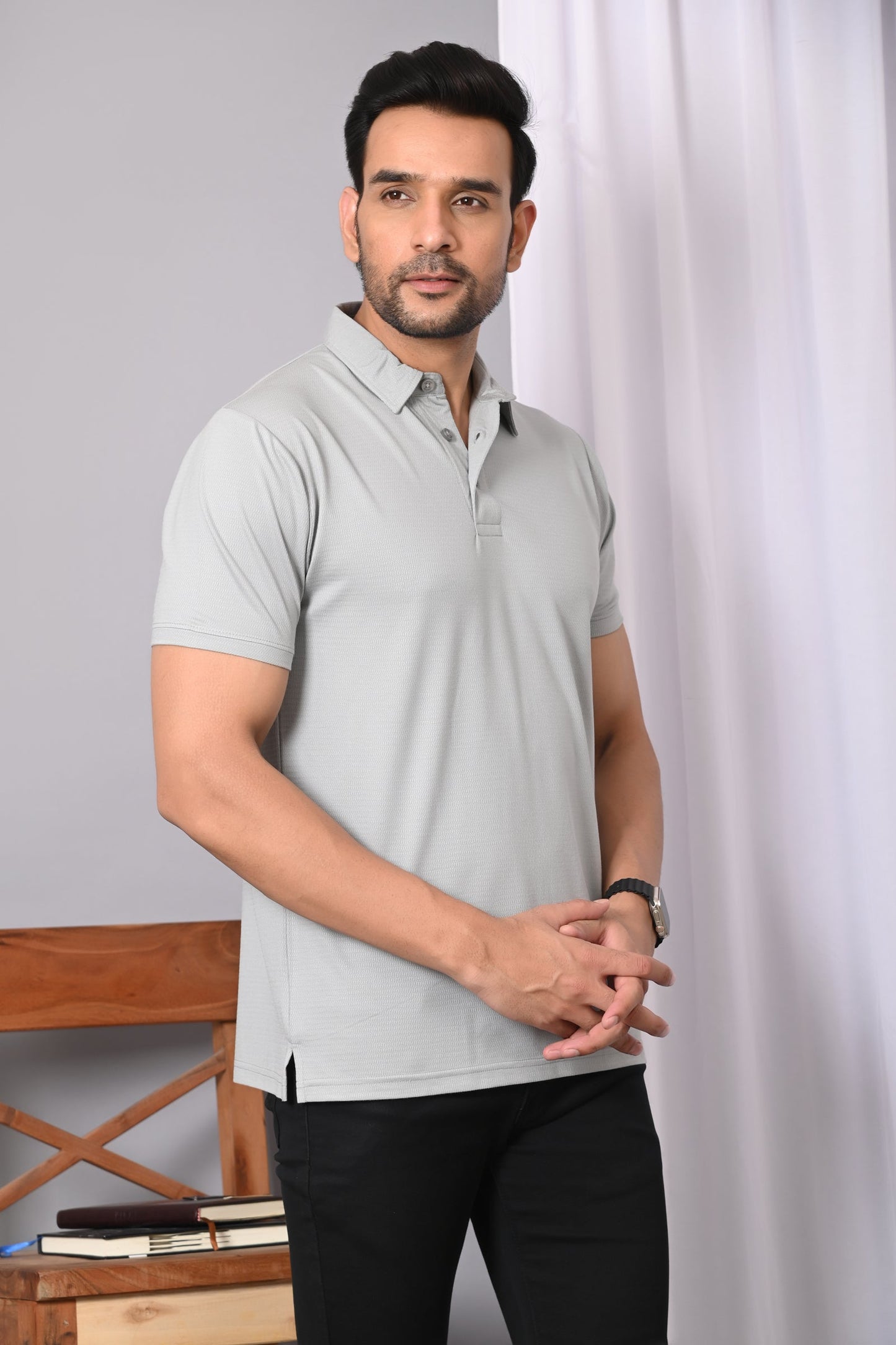 Arbour Men Polo Neck Solid Plain Half Sleeves T-Shirt