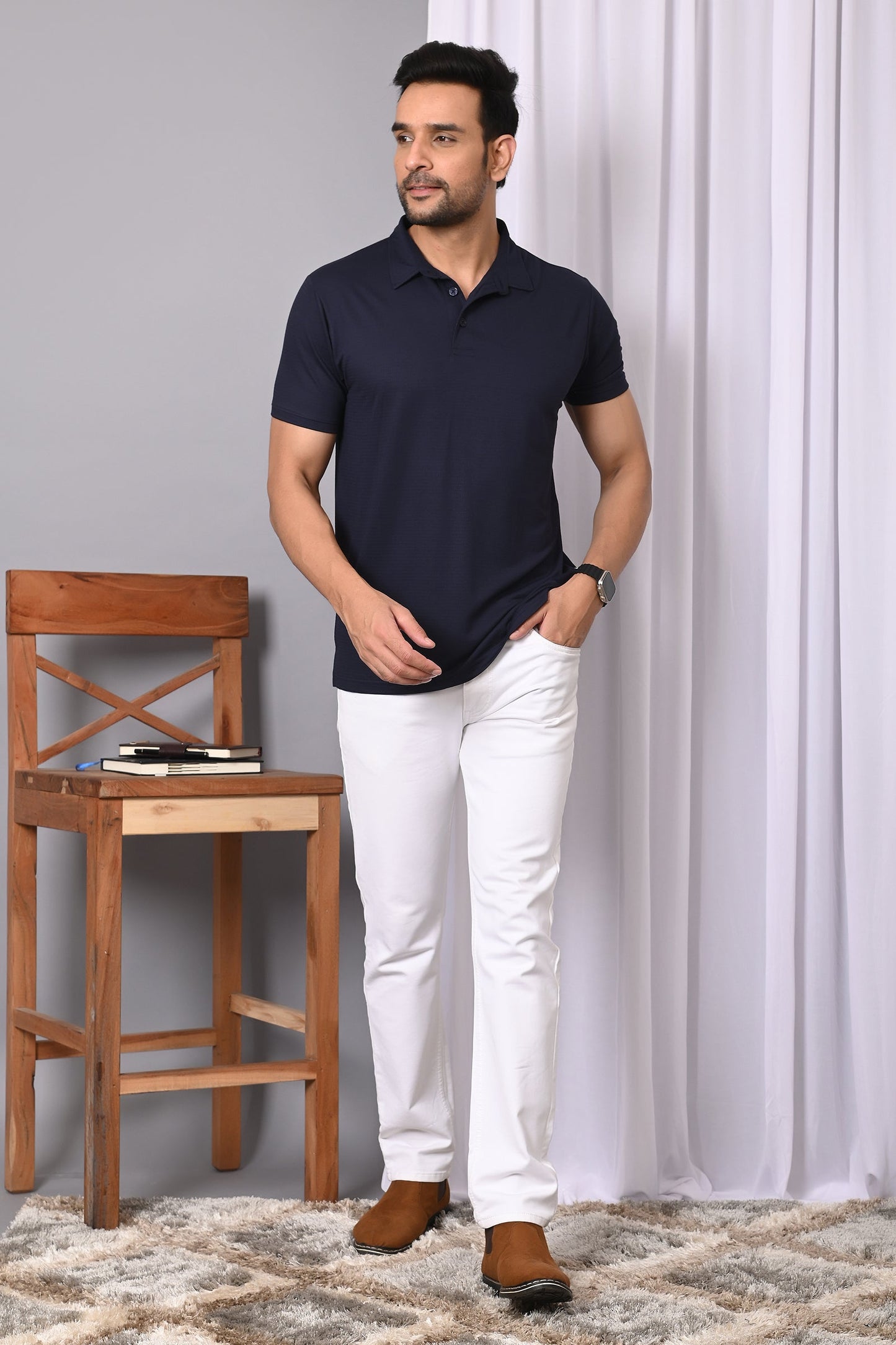 Arbour Men Polo Neck Solid Plain Half Sleeves T-Shirt