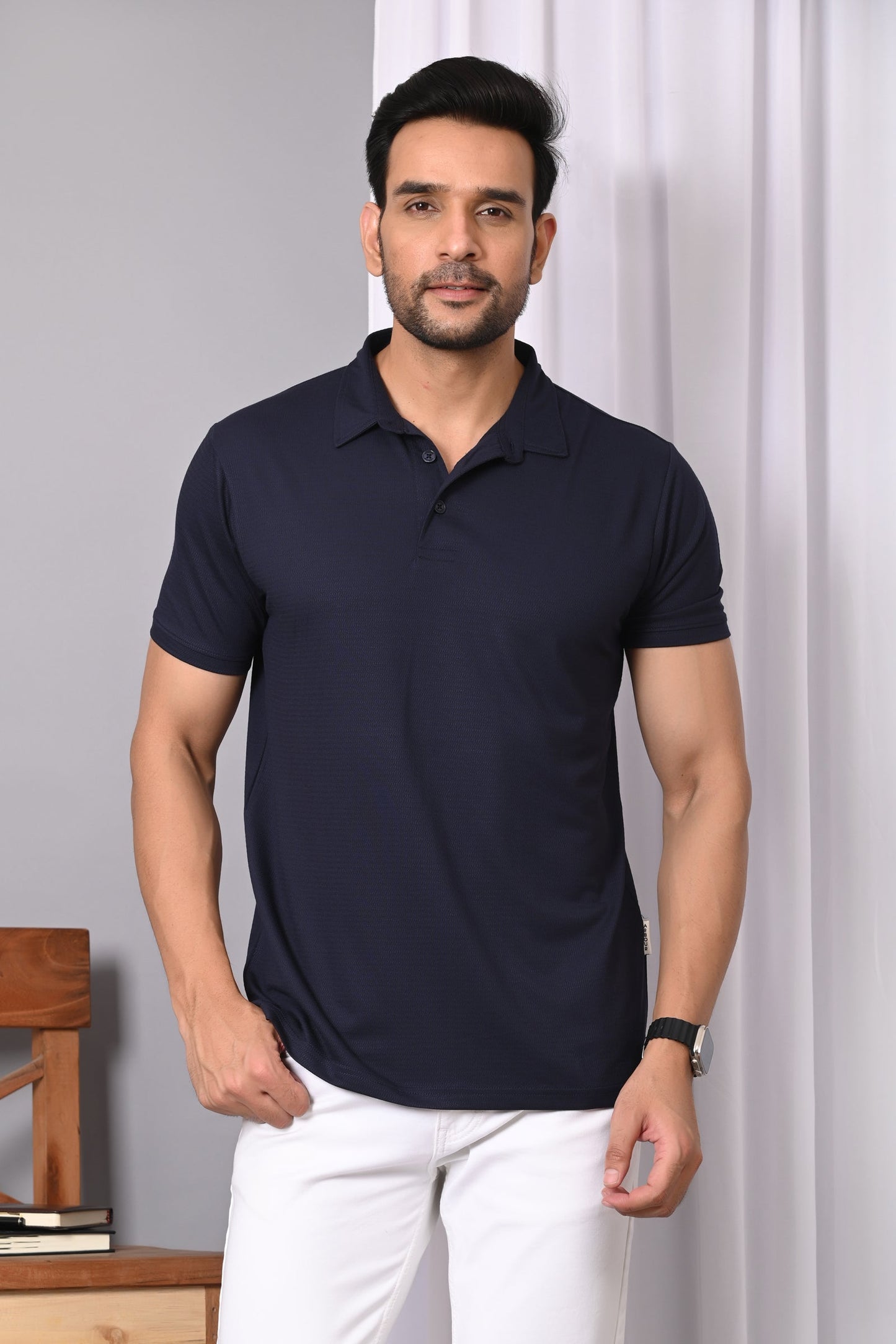 Arbour Men Polo Neck Solid Plain Half Sleeves T-Shirt