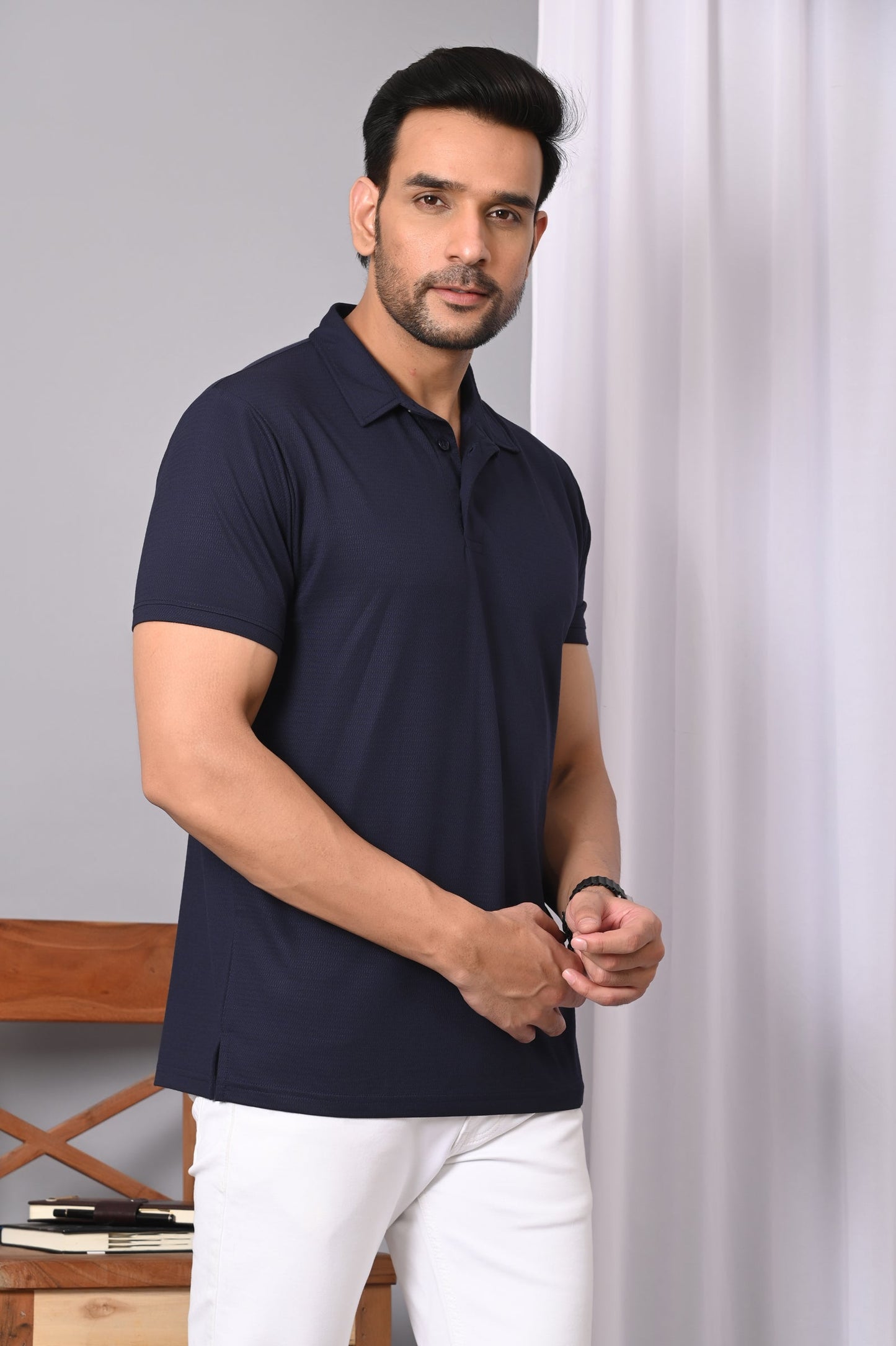 Arbour Men Polo Neck Solid Plain Half Sleeves T-Shirt