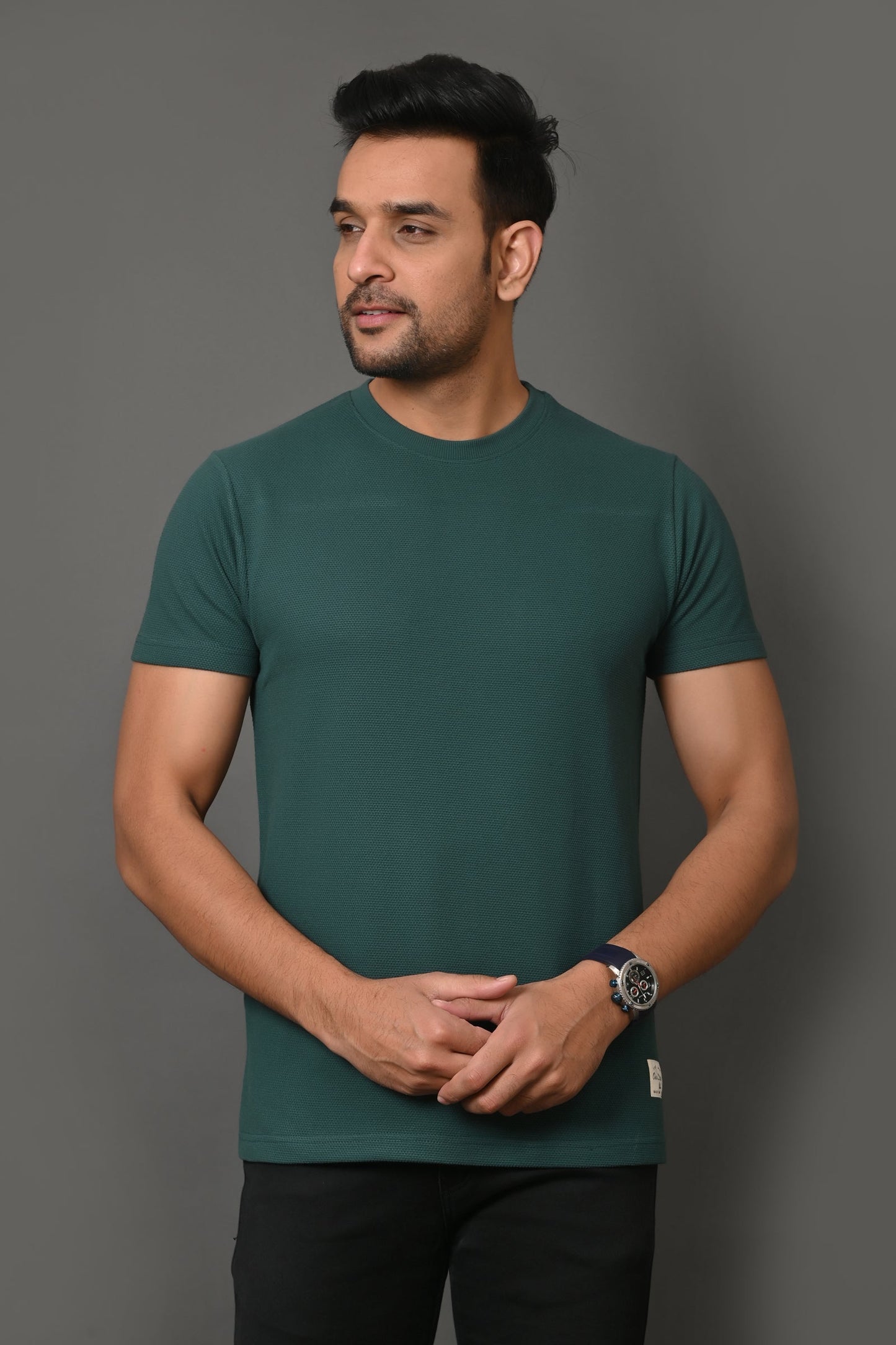 Arbour Men Solid Round Neck Cotton Blend  T-Shirt