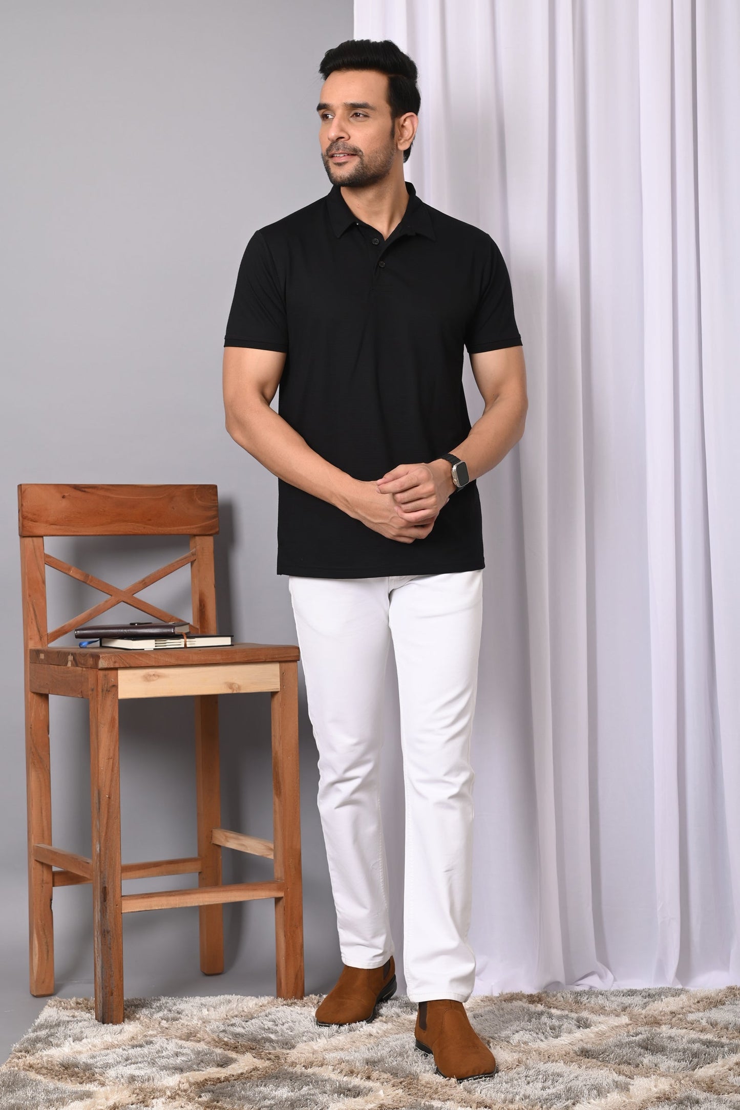 Arbour Men Polo Neck Solid Plain Half Sleeves T-Shirt