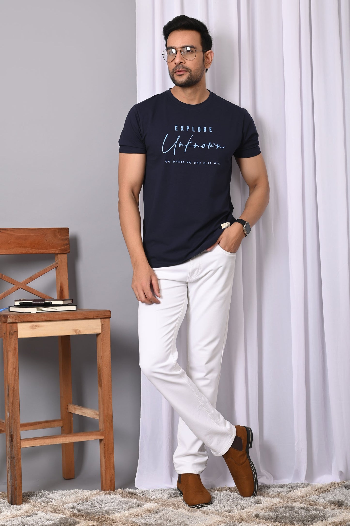 Arbour Men Round Neck Printed Half Sleeves T-Shirt