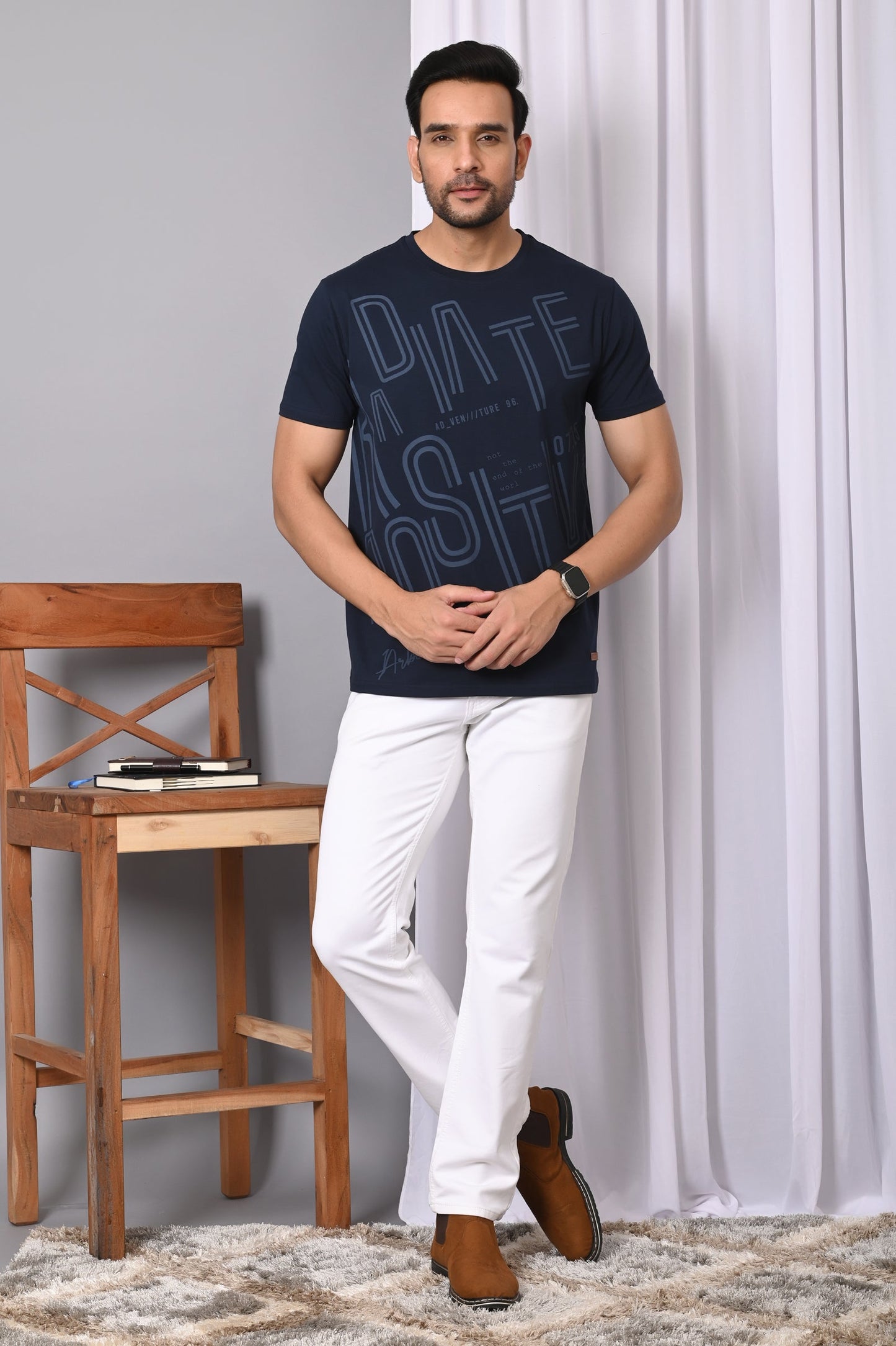 Arbour Men  Round Neck Cotton Blend  T-Shirt