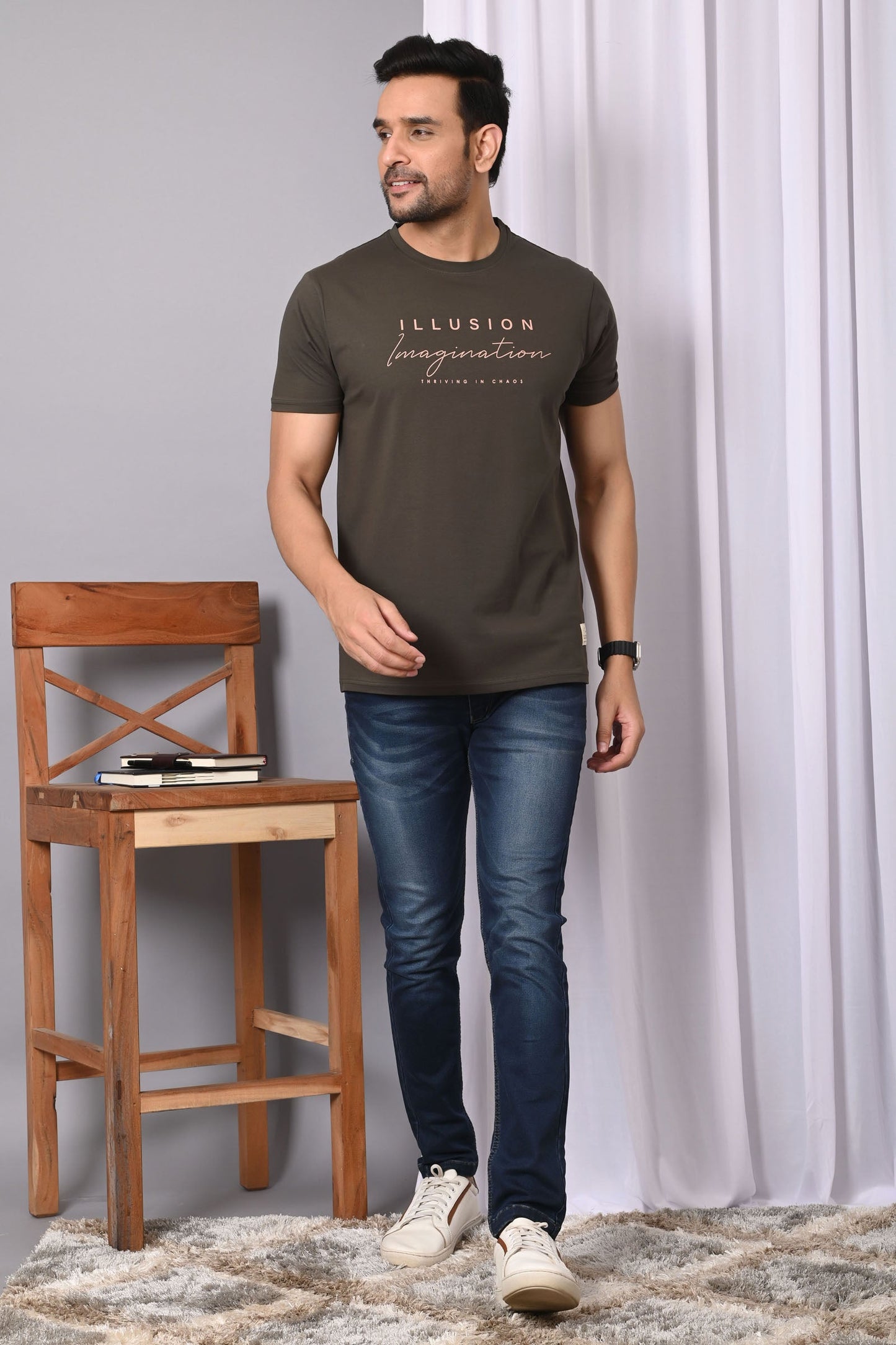 Arbour Men Round Neck Printed Half Sleeves T-Shirt