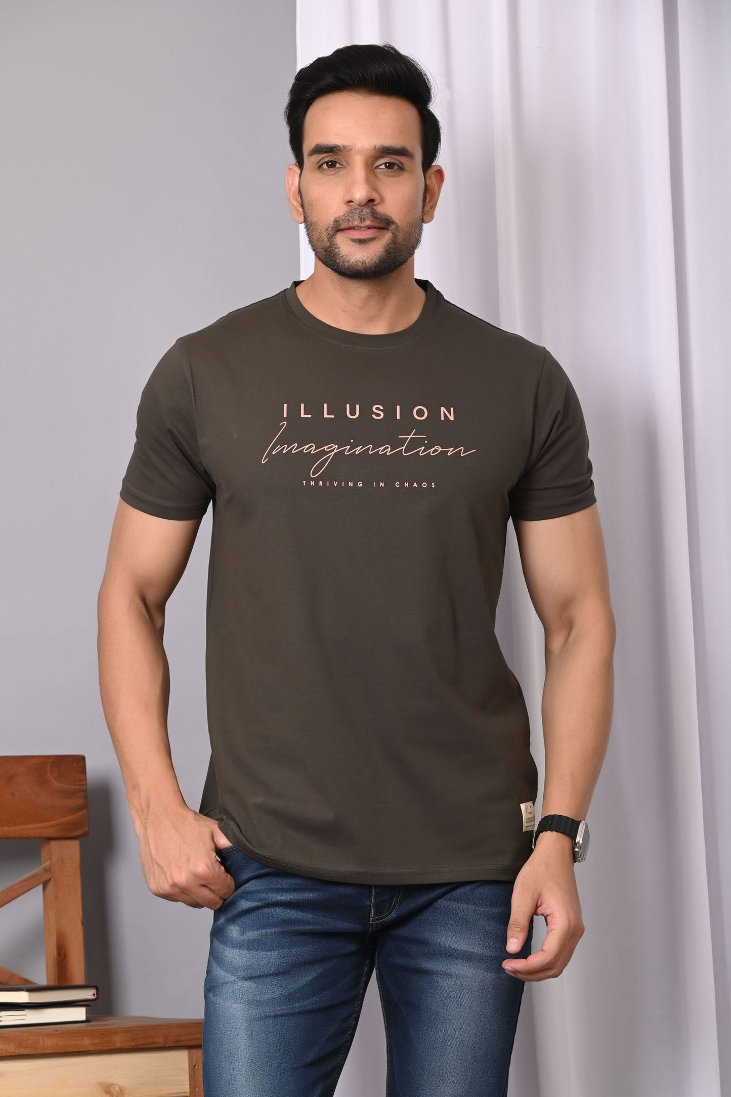 Arbour Men Round Neck Printed Half Sleeves T-Shirt