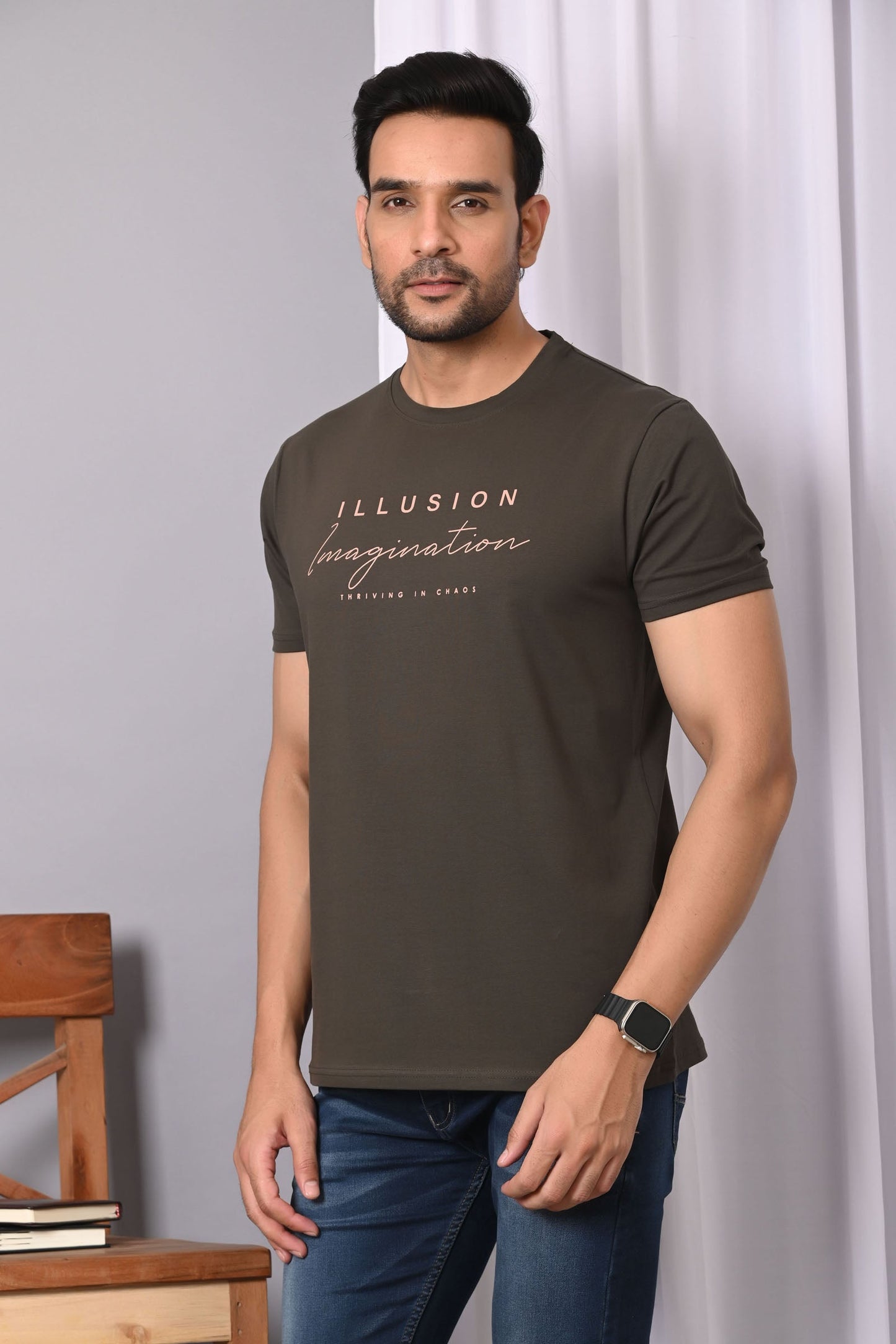 Arbour Men Round Neck Printed Half Sleeves T-Shirt