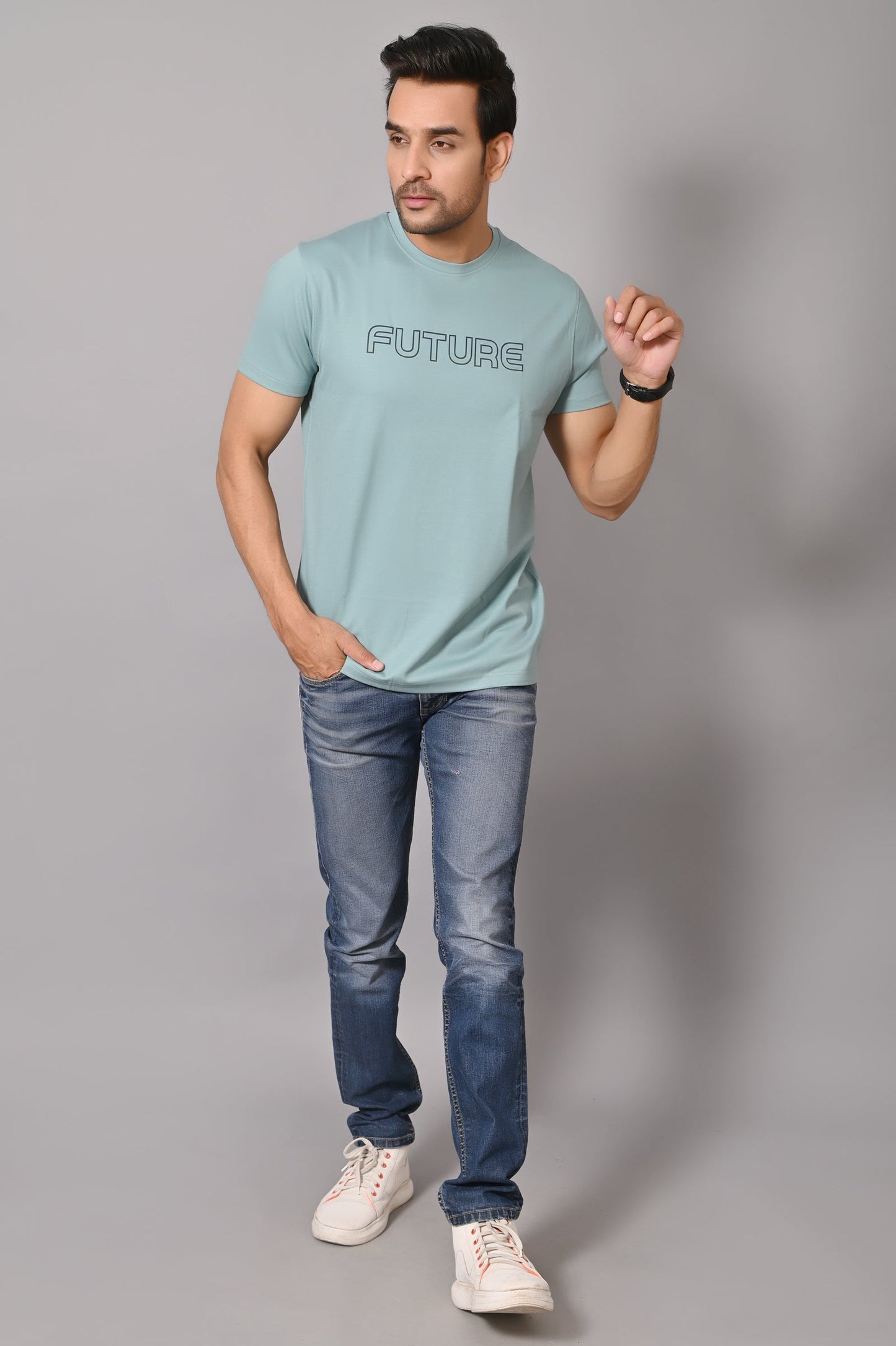 Arbour Men Round Neck Printed Slim Fit Half Sleeves T-Shirt