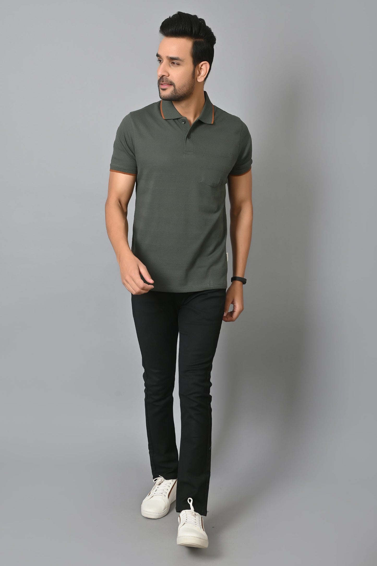 Arbour Men Polo Neck Half Sleeves Solid Casual T-Shirt