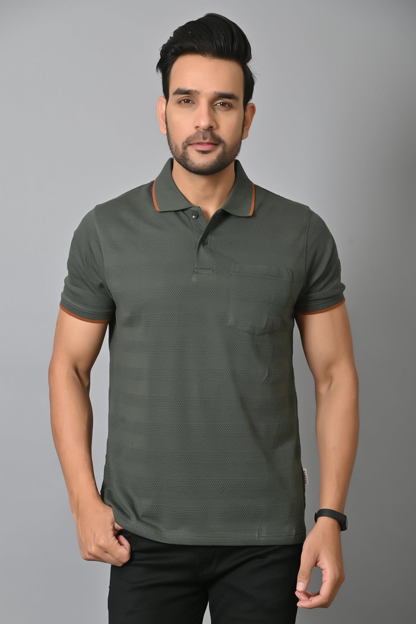 Arbour Men Polo Neck Half Sleeves Solid Casual T-Shirt