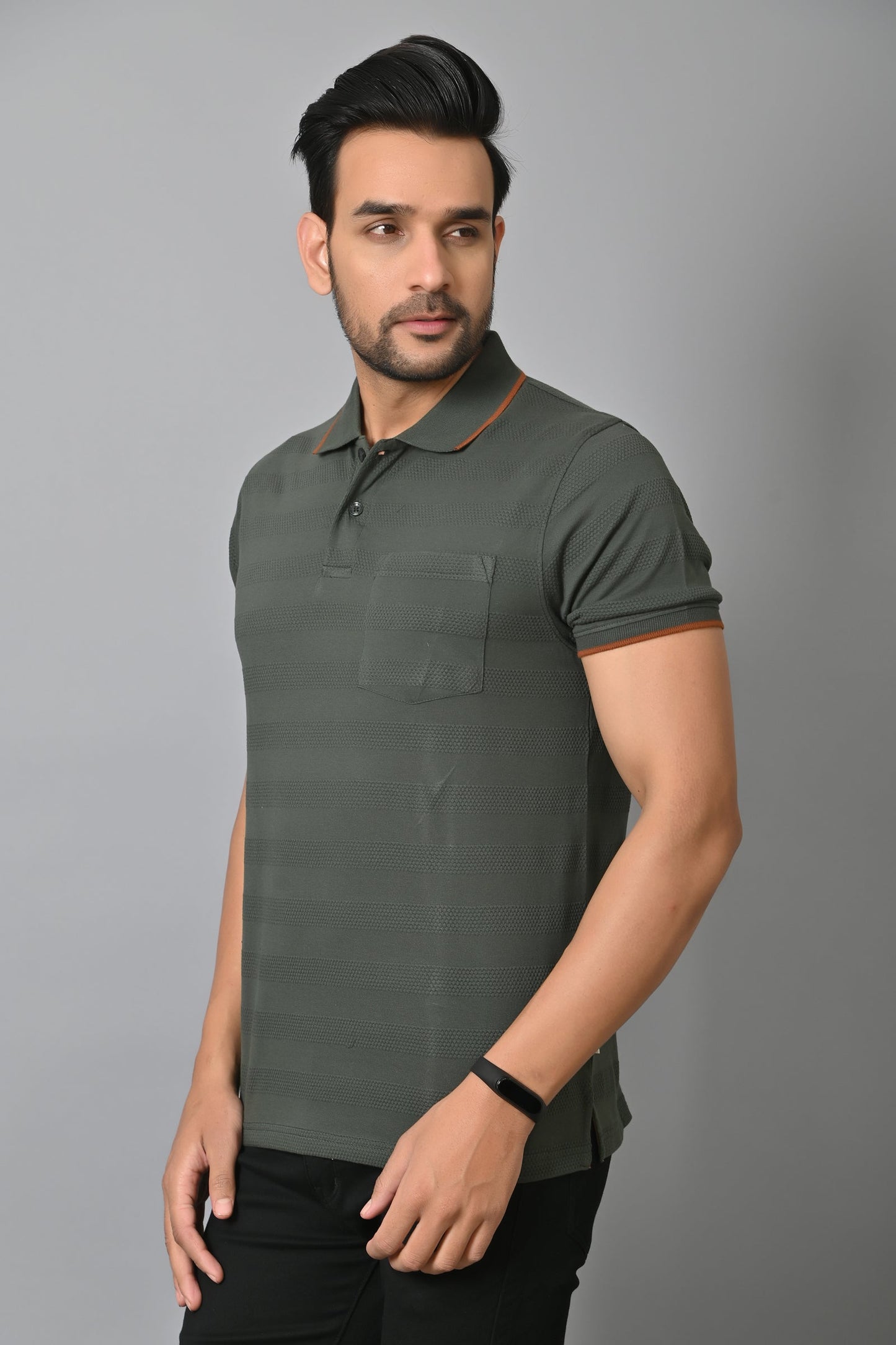 Arbour Men Polo Neck Half Sleeves Solid Casual T-Shirt