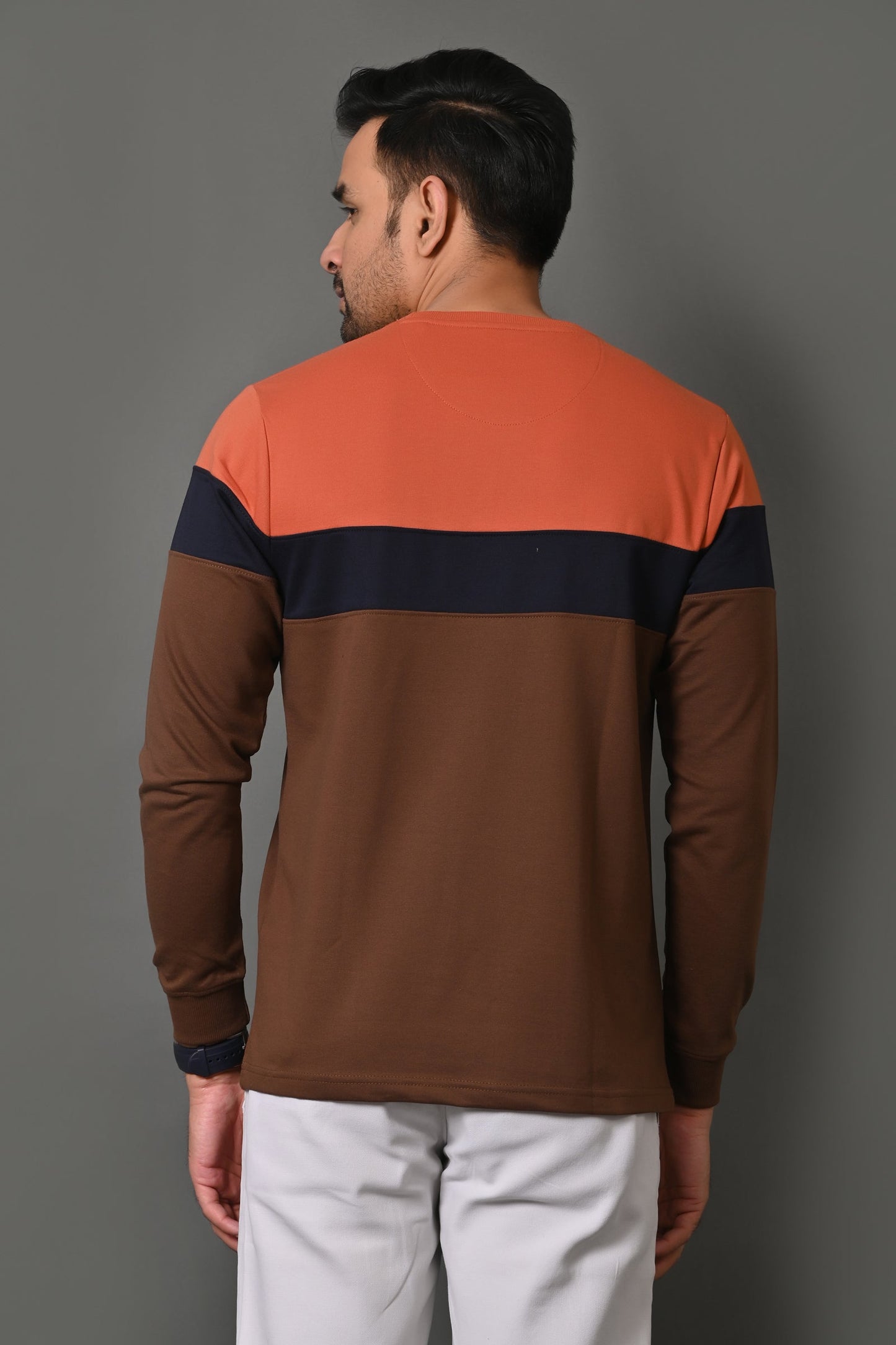 Arbour Men Round Neck Stripes Full Sleeves T-Shirt