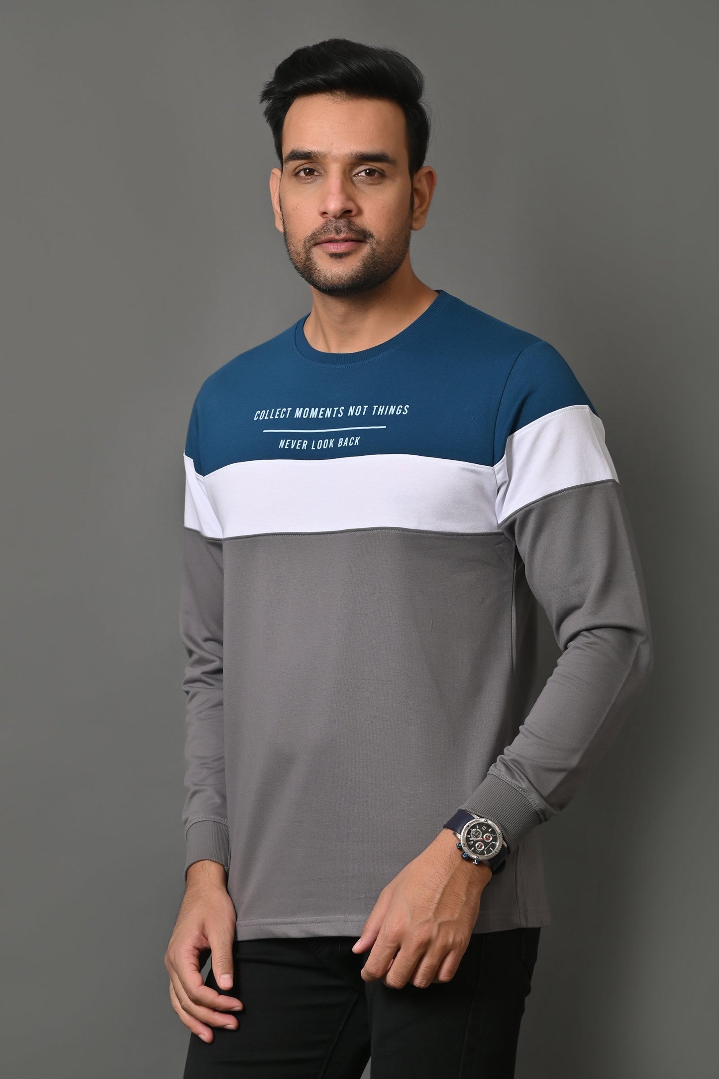 Arbour Men Round Neck Stripes Full Sleeves T-Shirt