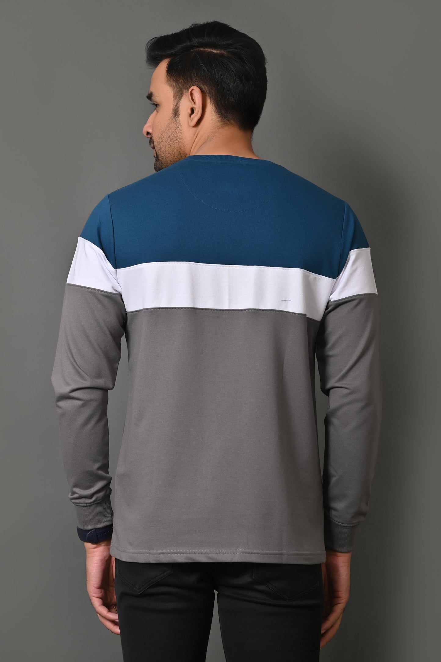 Arbour Men Round Neck Stripes Full Sleeves T-Shirt