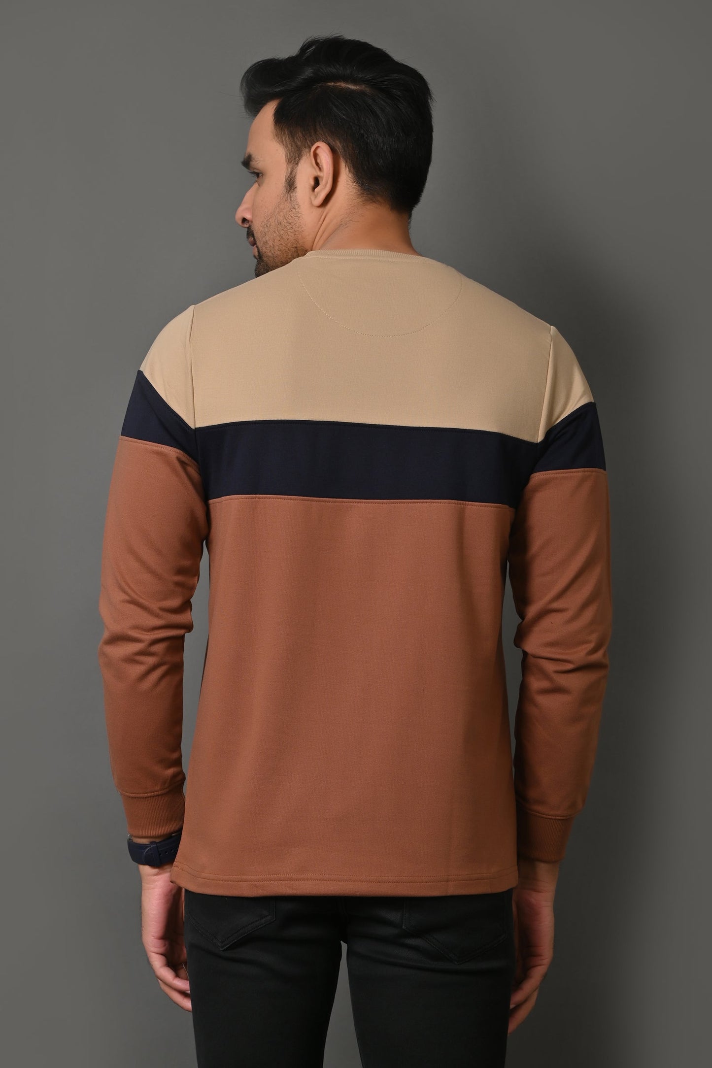 Arbour Men Round Neck Stripes Full Sleeves T-Shirt