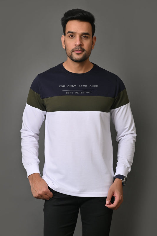 Arbour Men Round Neck Stripes Full Sleeves T-Shirt