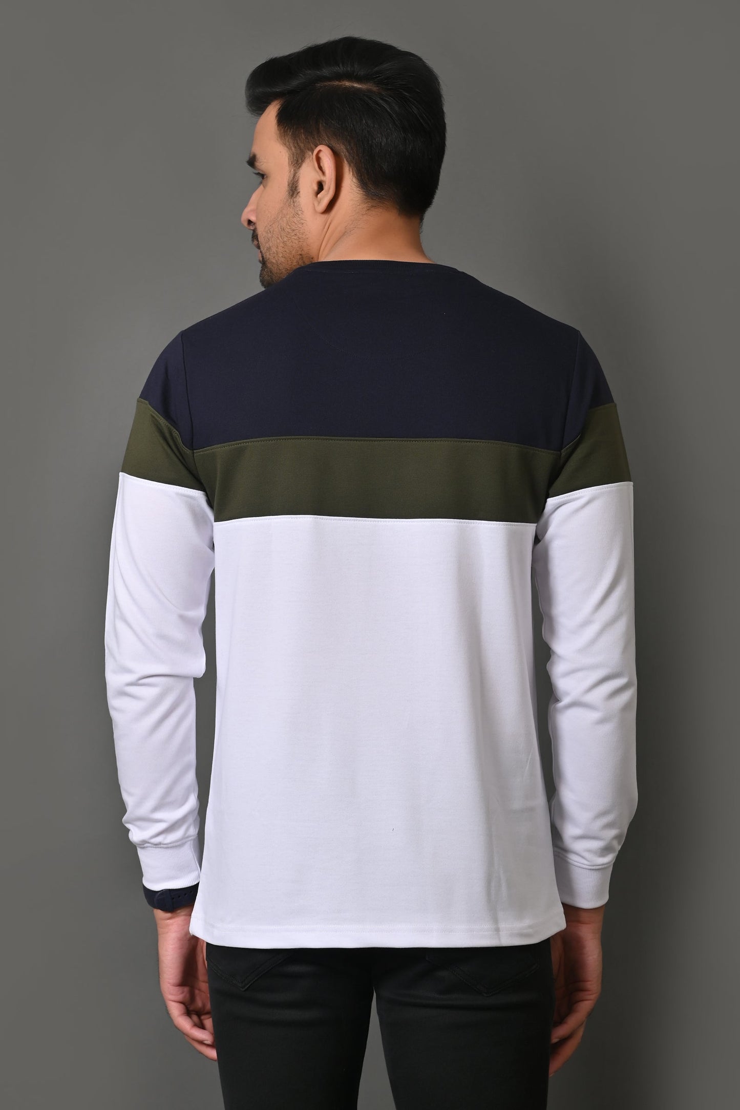 Arbour Men Round Neck Stripes Full Sleeves T-Shirt