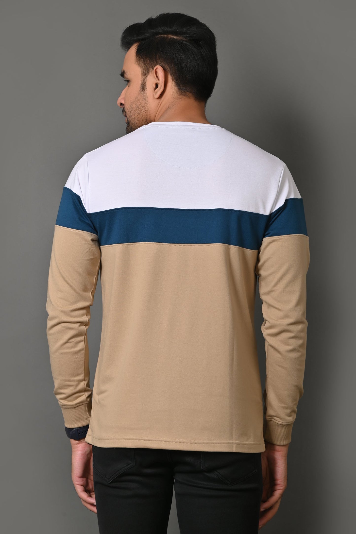 Arbour Men Round Neck Stripes Full Sleeves T-Shirt