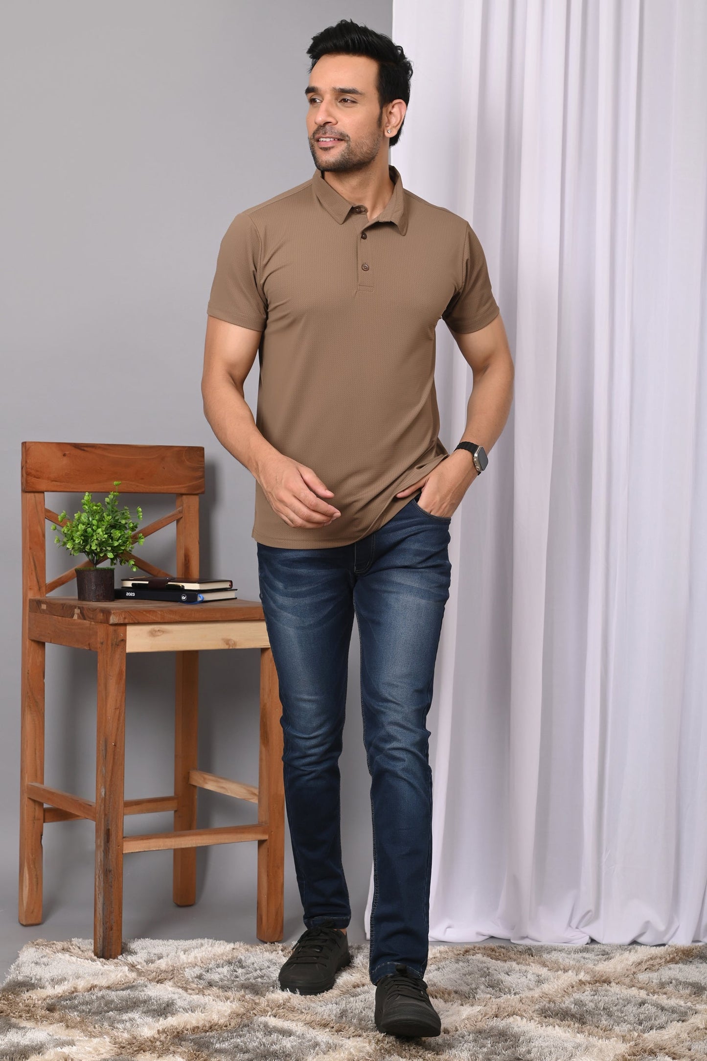 Arbour Men Polo Neck Solid Half Sleeves T-Shirt