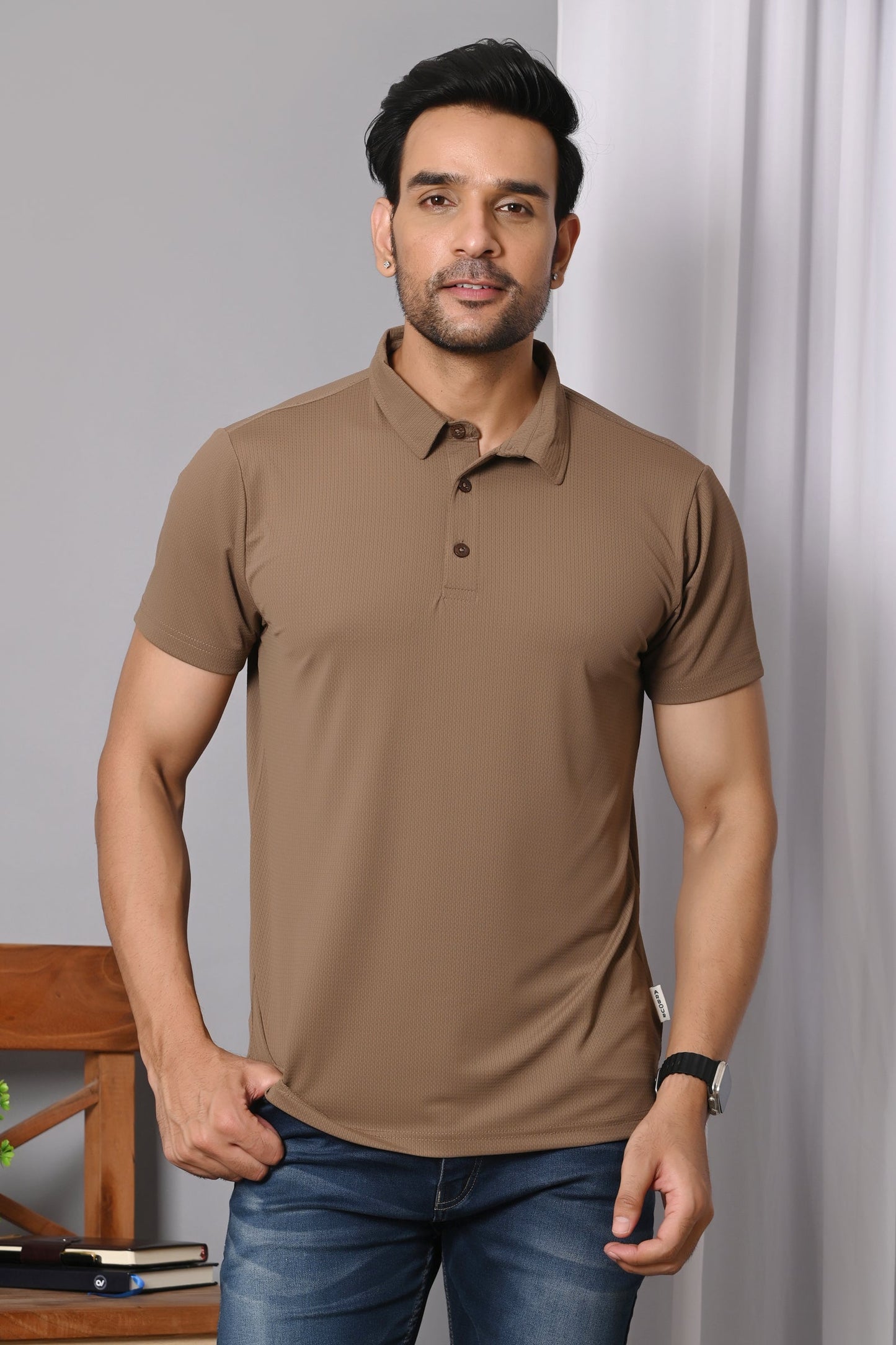 Arbour Men Polo Neck Solid Half Sleeves T-Shirt