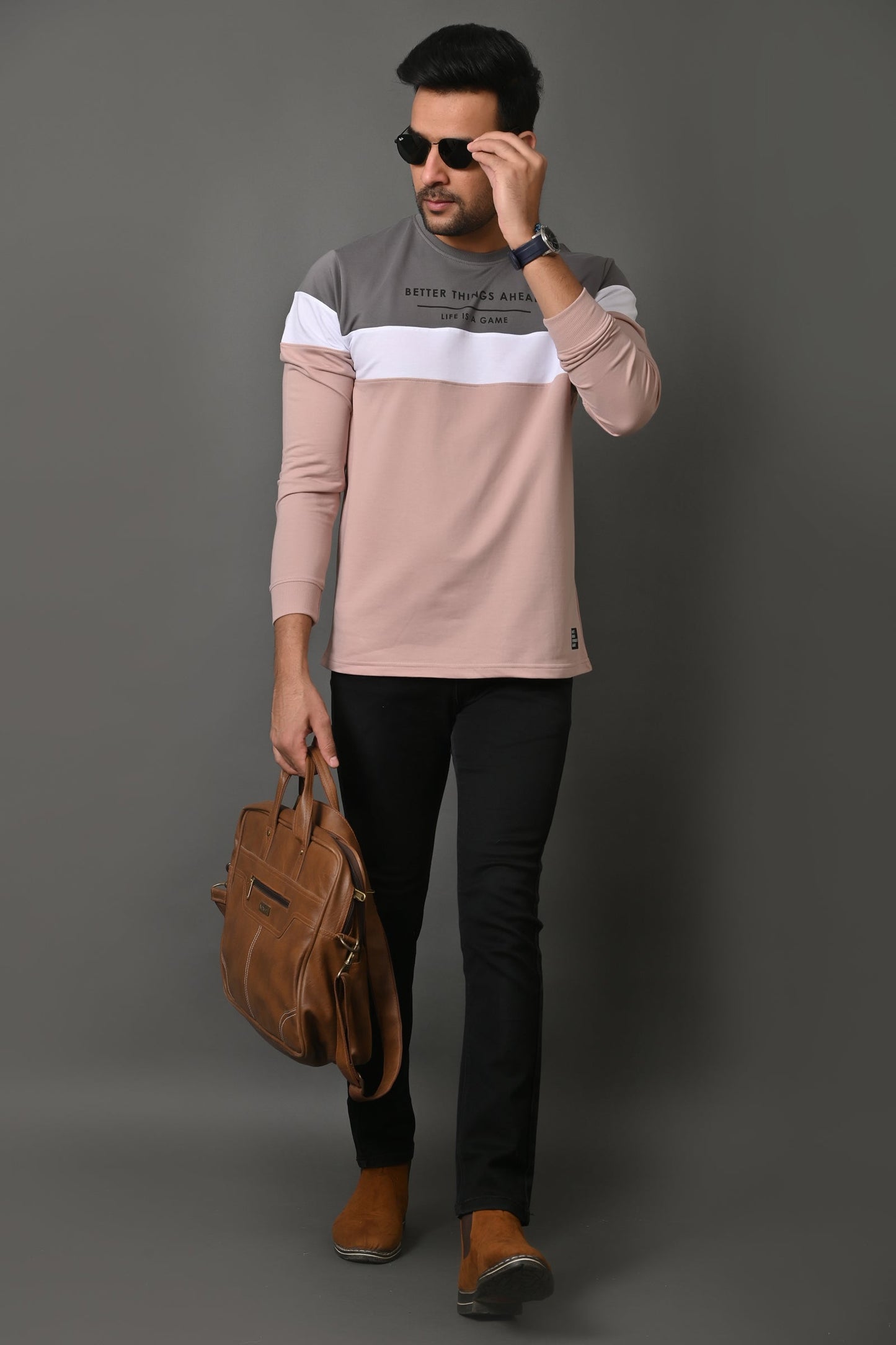 Arbour Men Round Neck Stripes Full Sleeves T-Shirt