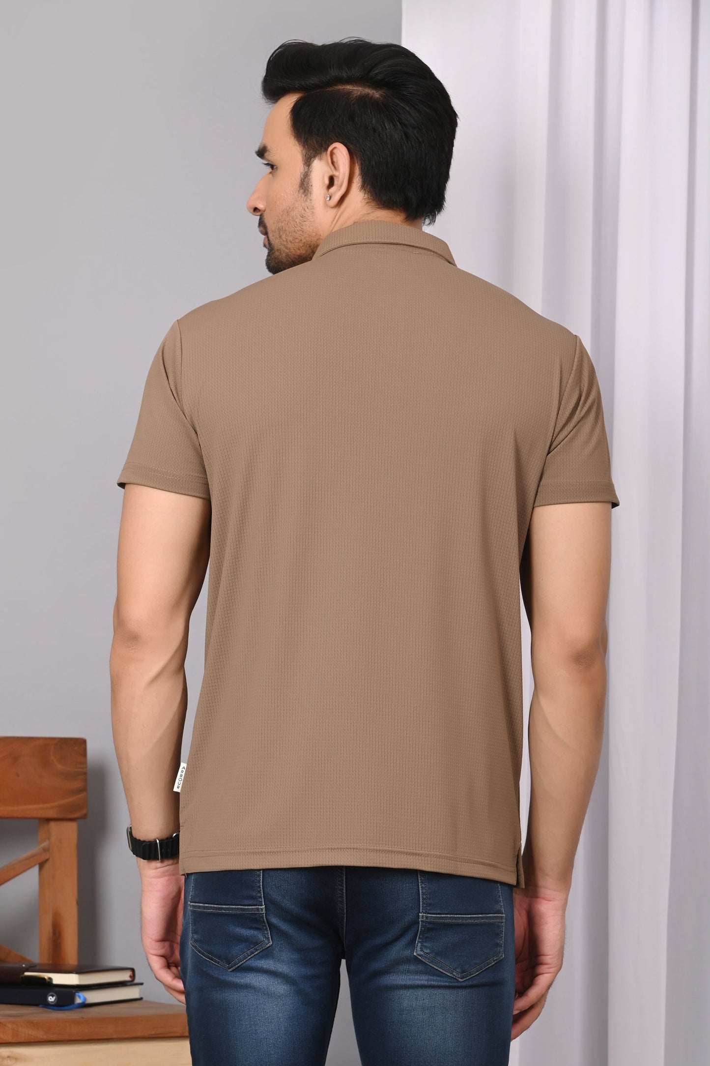 Arbour Men Polo Neck Solid Half Sleeves T-Shirt