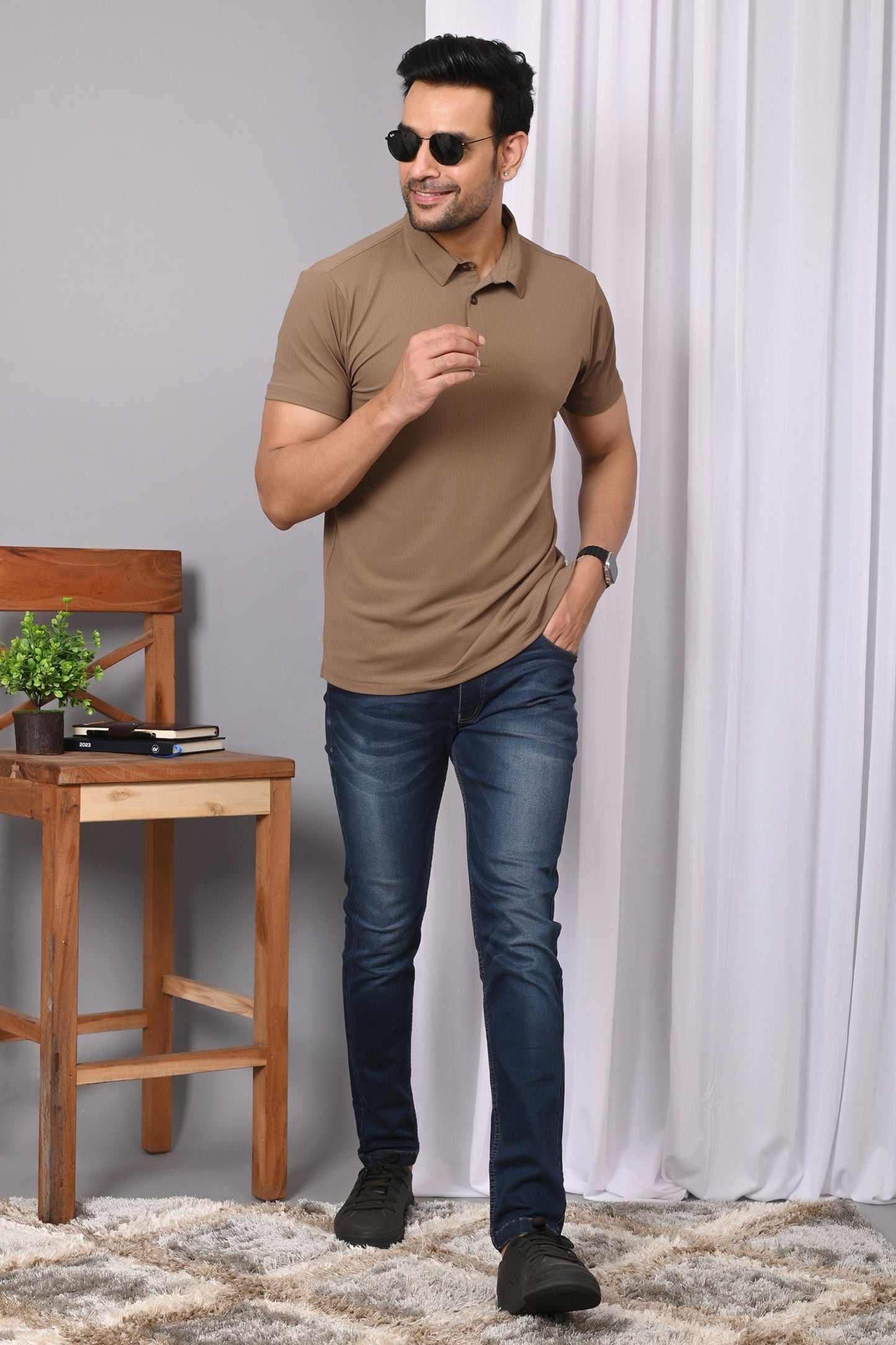 Arbour Men Polo Neck Solid Half Sleeves T-Shirt