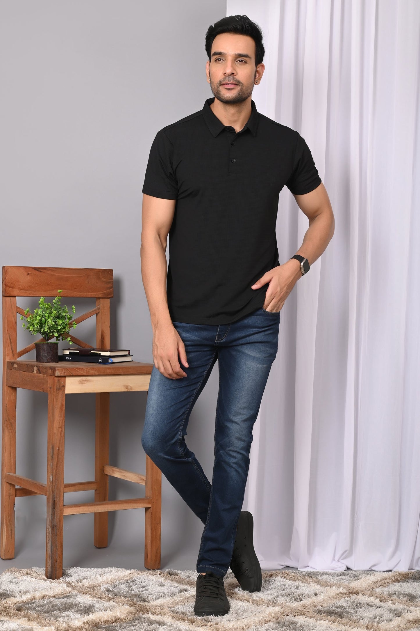 Arbour Men Polo Neck Solid Half Sleeves T-Shirt