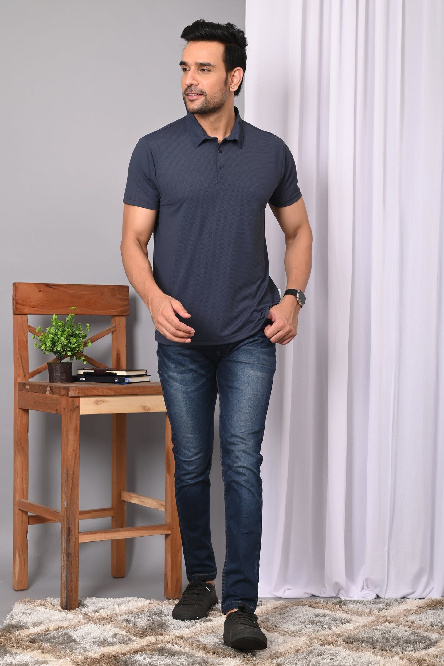 Arbour Men Polo Neck Solid Half Sleeves T-Shirt