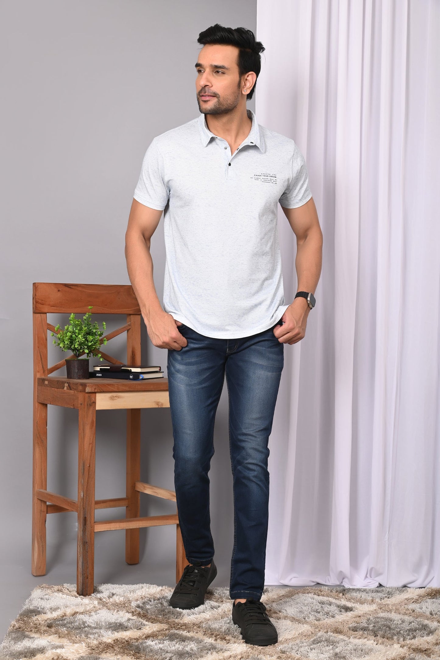 Arbour Men Polo Neck Stylish Cotton Fabric Half Sleeves T-Shirt