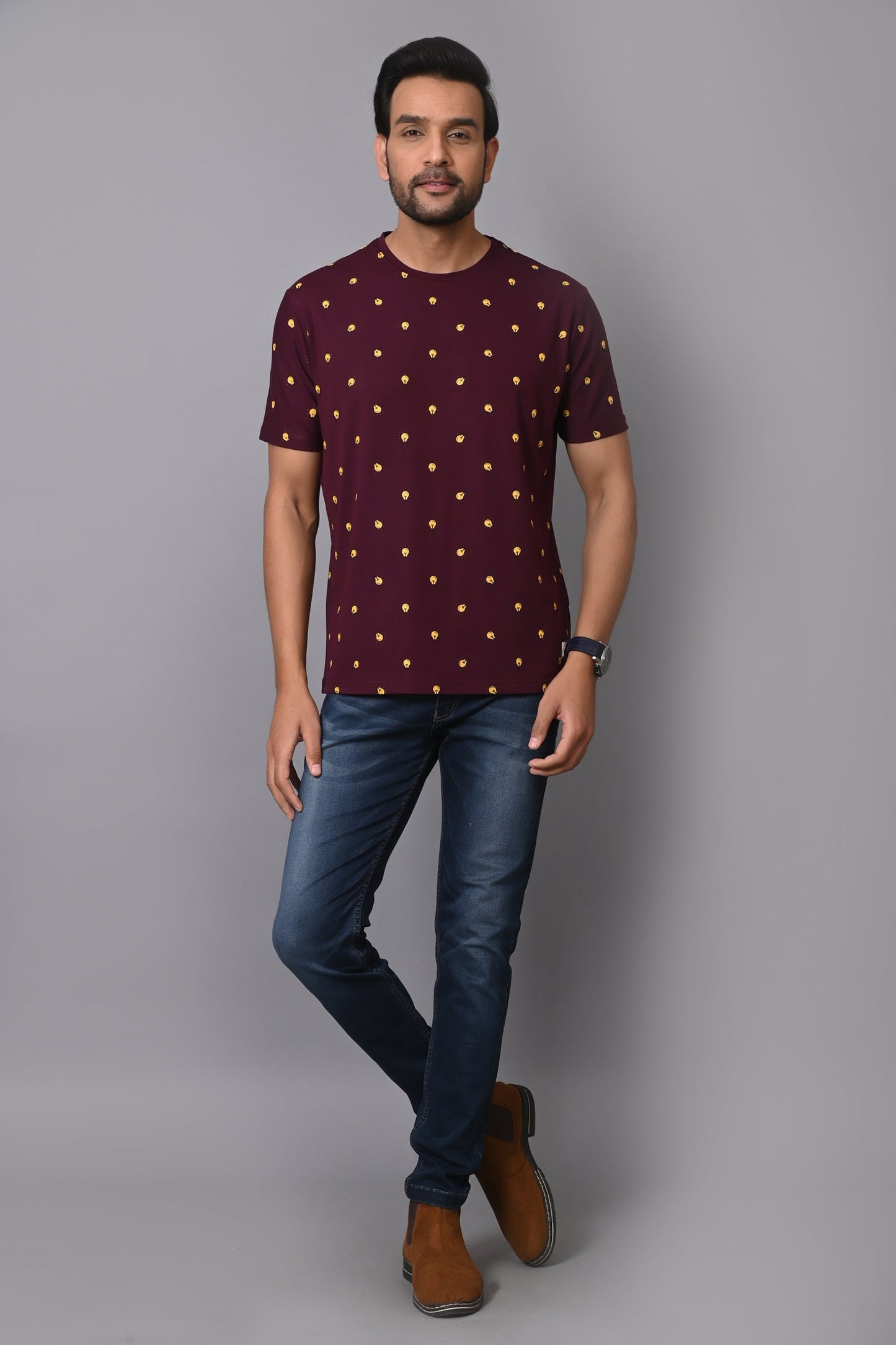 Arbour Men Round Neck All Over Print T-Shirt