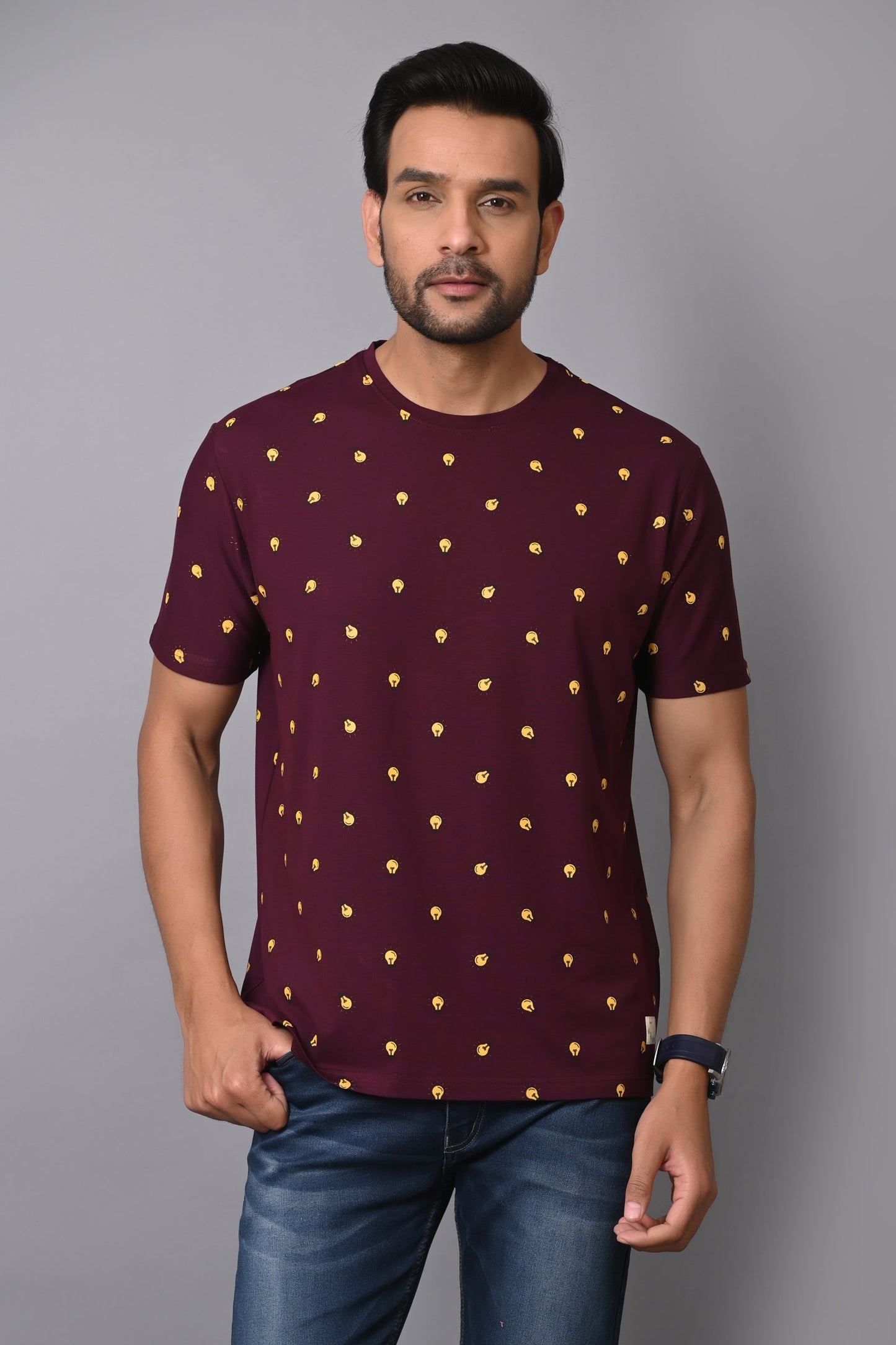 Arbour Men Round Neck All Over Print T-Shirt