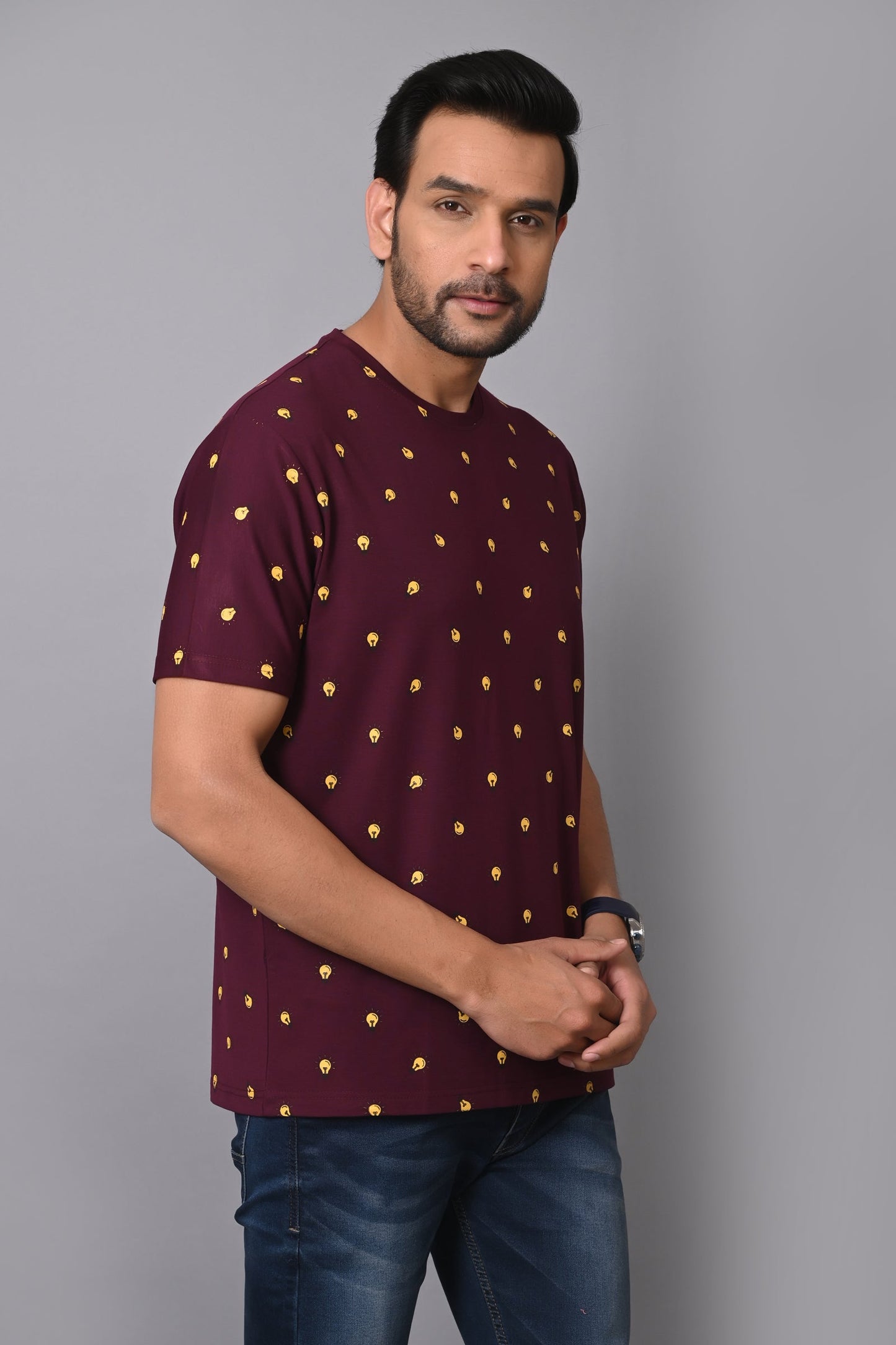 Arbour Men Round Neck All Over Print T-Shirt