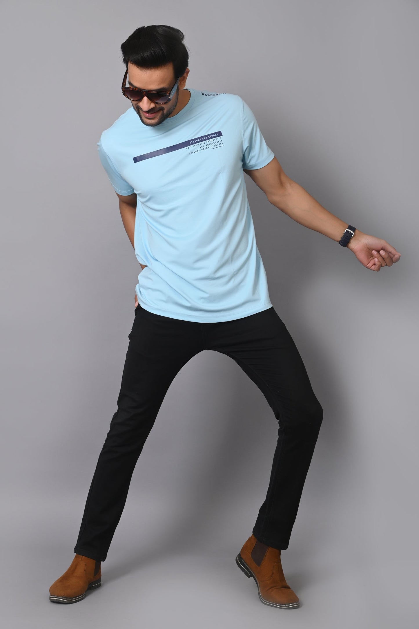 Arbour Men Round Neck Slim Fit Half Sleeves T-Shirt